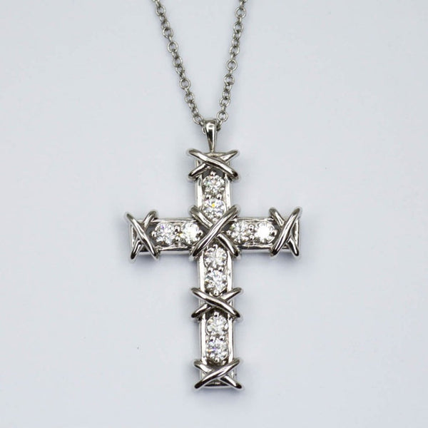 'Tiffany & Co.' Jean Schlumberger Diamond Cross Pendant Necklace  | 0.35ctw |