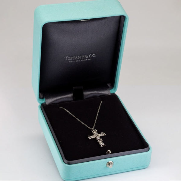'Tiffany & Co.' Jean Schlumberger Diamond Cross Pendant Necklace  | 0.35ctw |