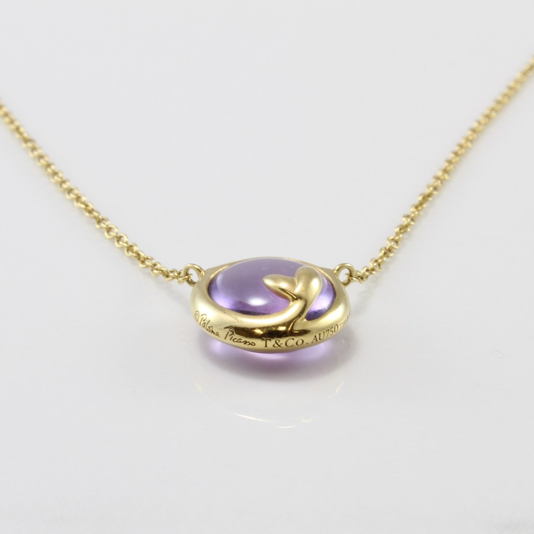 'Tiffany & Co.' Paloma Picasso Olive Leaf Amethyst Necklace | 3.00 ct | 18