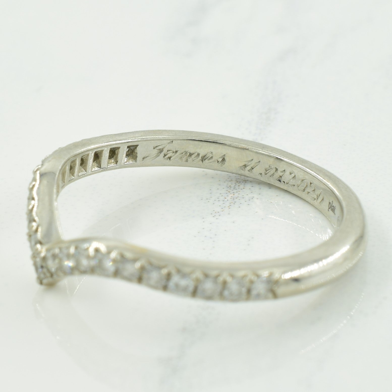 'Tiffany & Co' Platinum Diamond Chevron Ring | 0.21ctw | SZ 5.5 | - 100 Ways
