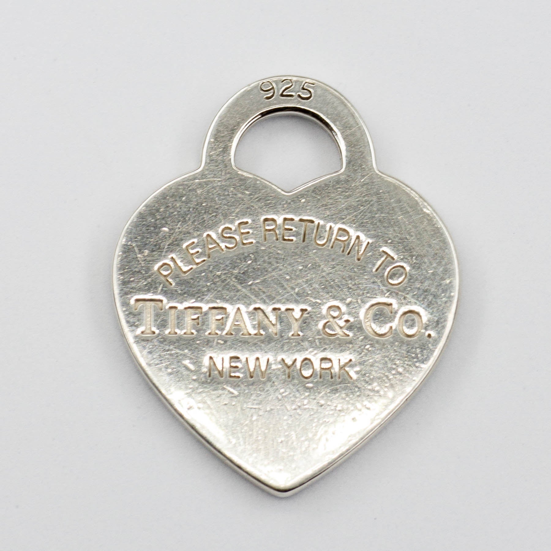 'Tiffany & Co.' "Please Return To" Silver 925 Heart Tag | - 100 Ways