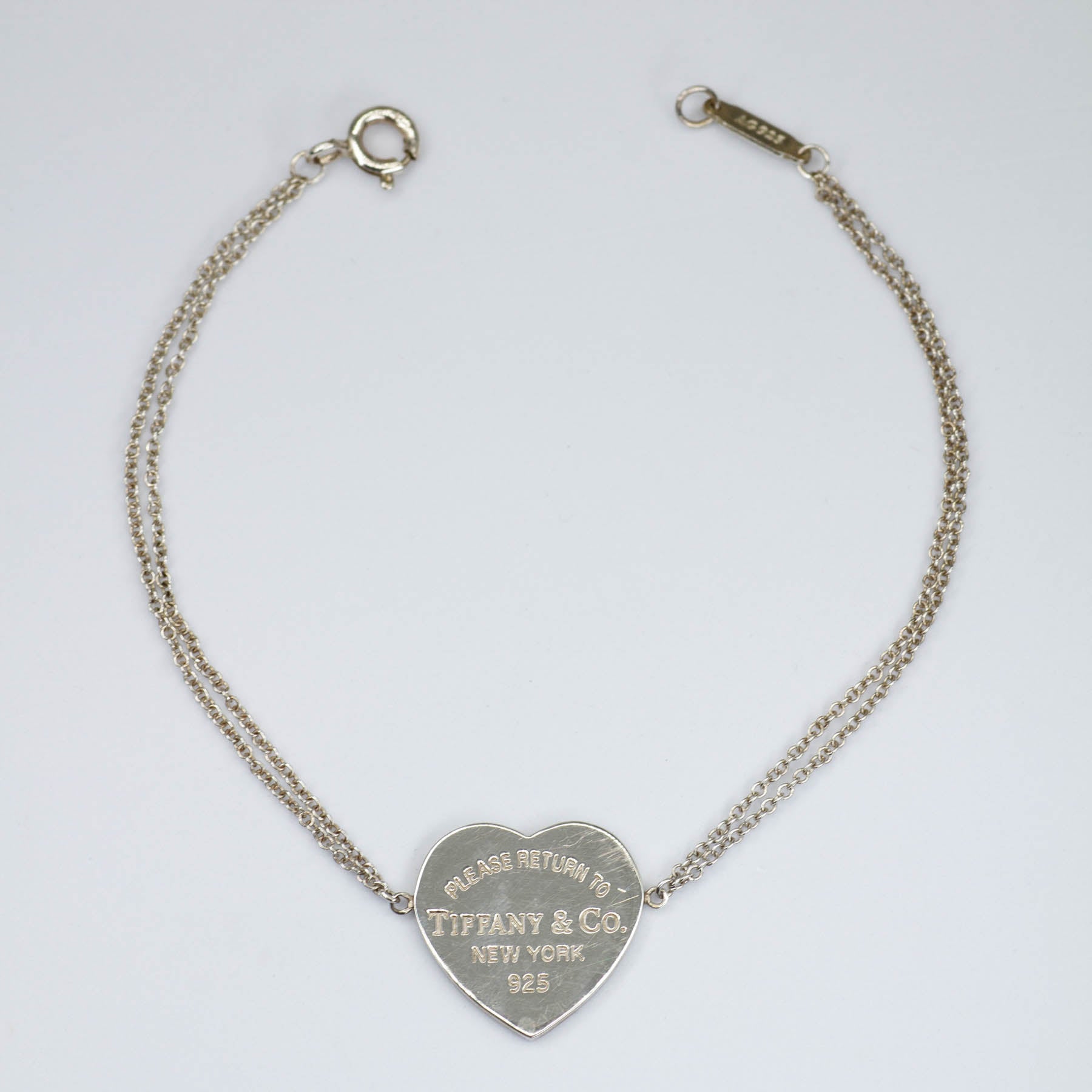 'Tiffany & Co.' "Please Return To" Silver 925 Heart Tag Bracelet | 6.75" - 100 Ways