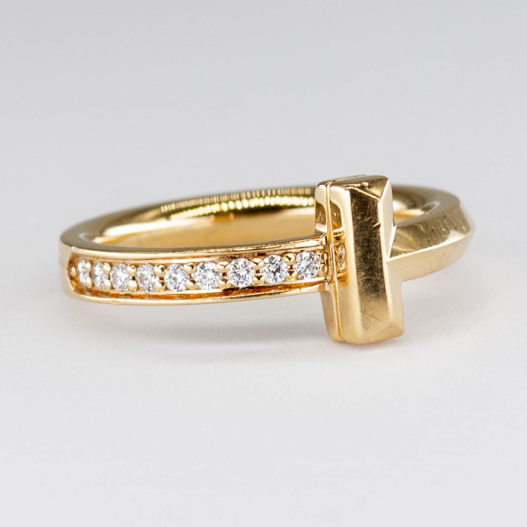 'Tiffany & Co.' T T1 18k Yellow Gold Diamond Ring | 0.08ctw | SZ 3.5 - 3.75 - 100 Ways
