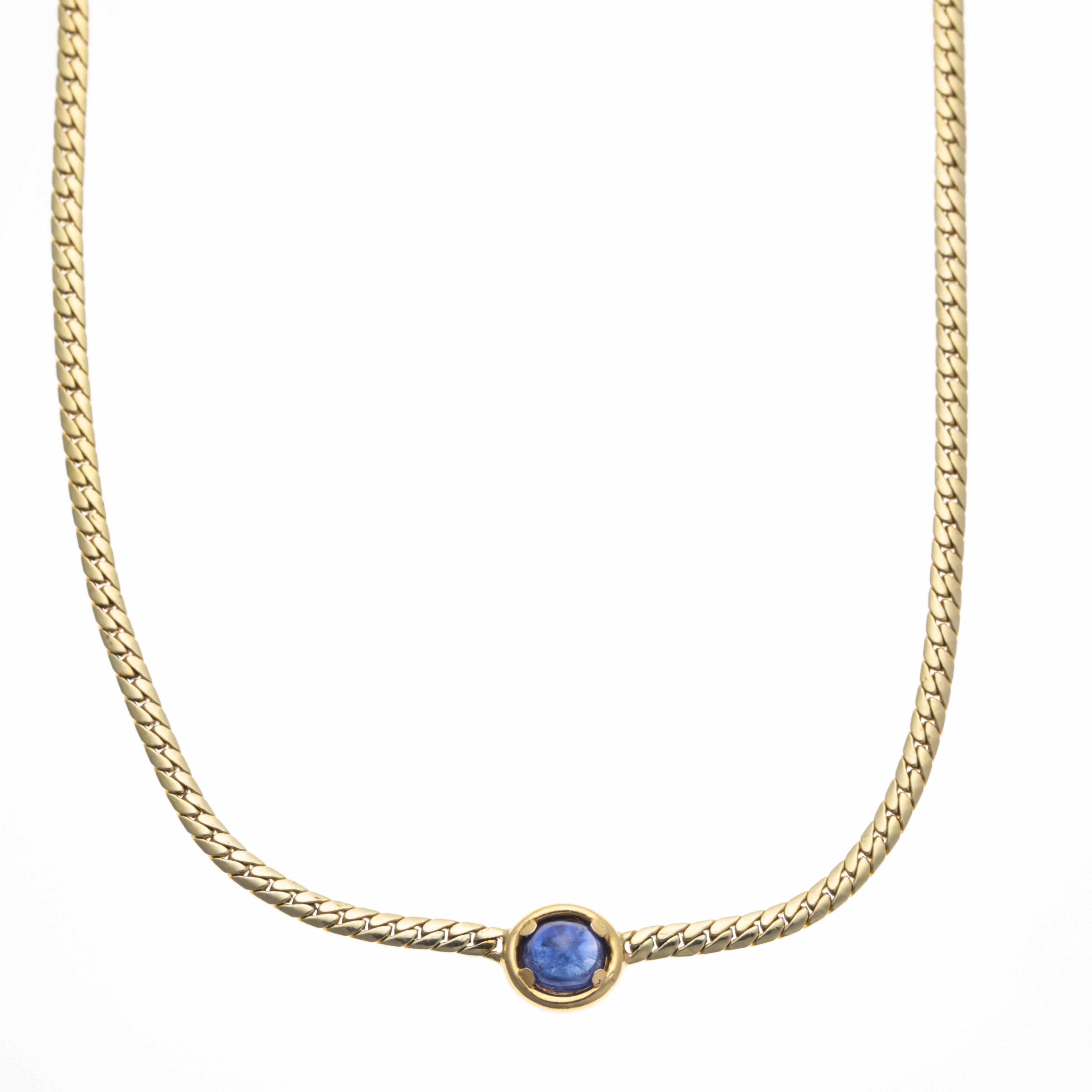14K Yellow Gold Sapphire Necklace | 1.60ct | 15" |