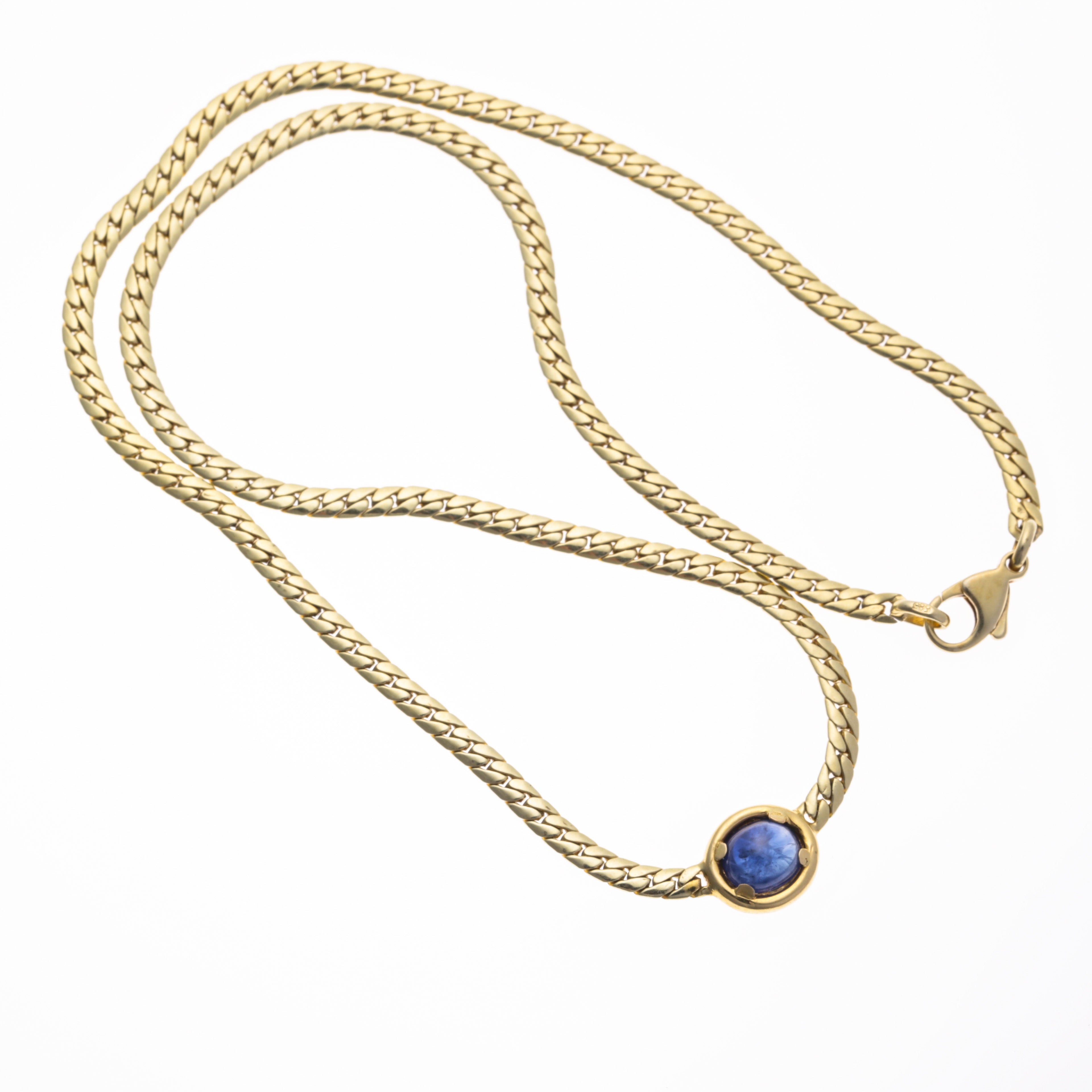 14K Yellow Gold Sapphire Necklace | 1.60ct | 15" |