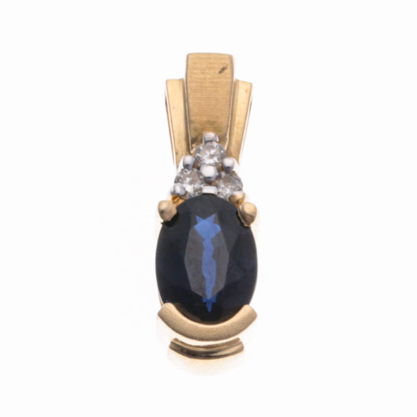 14K Yellow Gold Sapphire & Diamond Pendant | 1.08ct, 0.045ctw