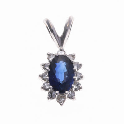 14K White Gold Sapphire & Diamond Pendant | 0.61ct, 0.12ctw