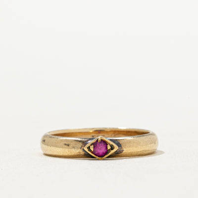 Single Stone Synthetic Ruby Ring | 0.10ct | SZ 6.5