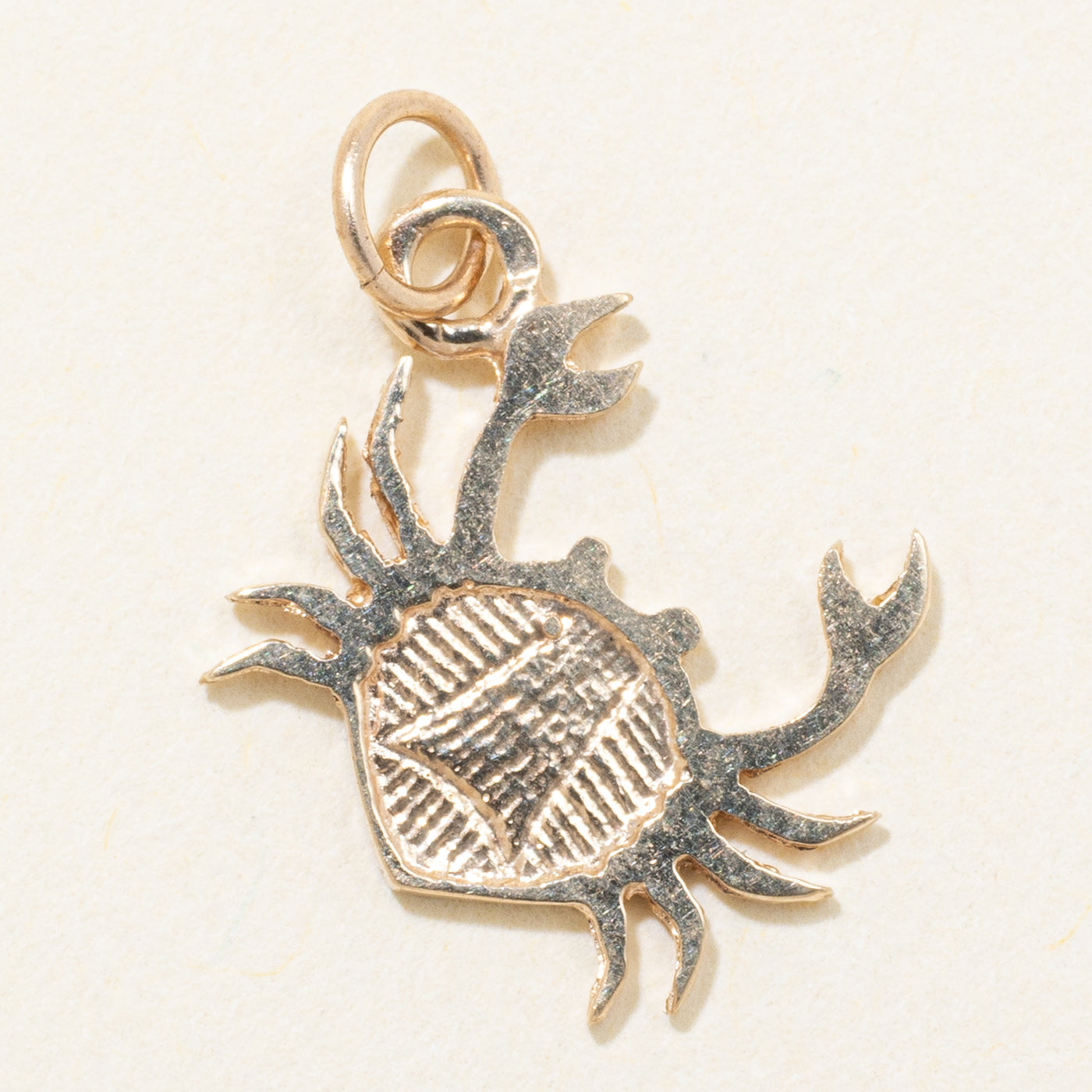 10k Yellow Gold Textured Crab Charm