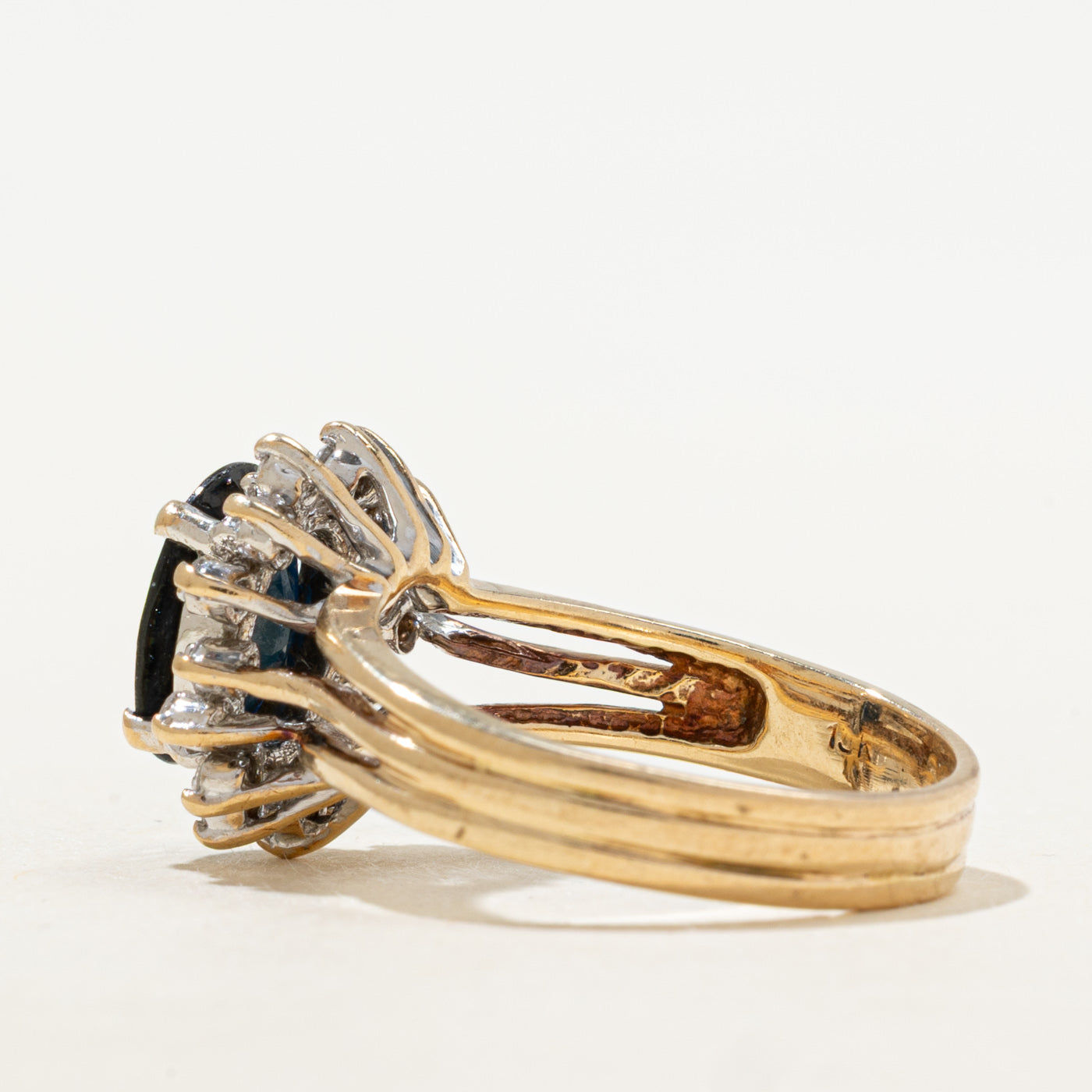 Sapphire & Diamond Petal Halo Open Shank Ring | 2.30ct, 0.16ctw | SZ 8.5