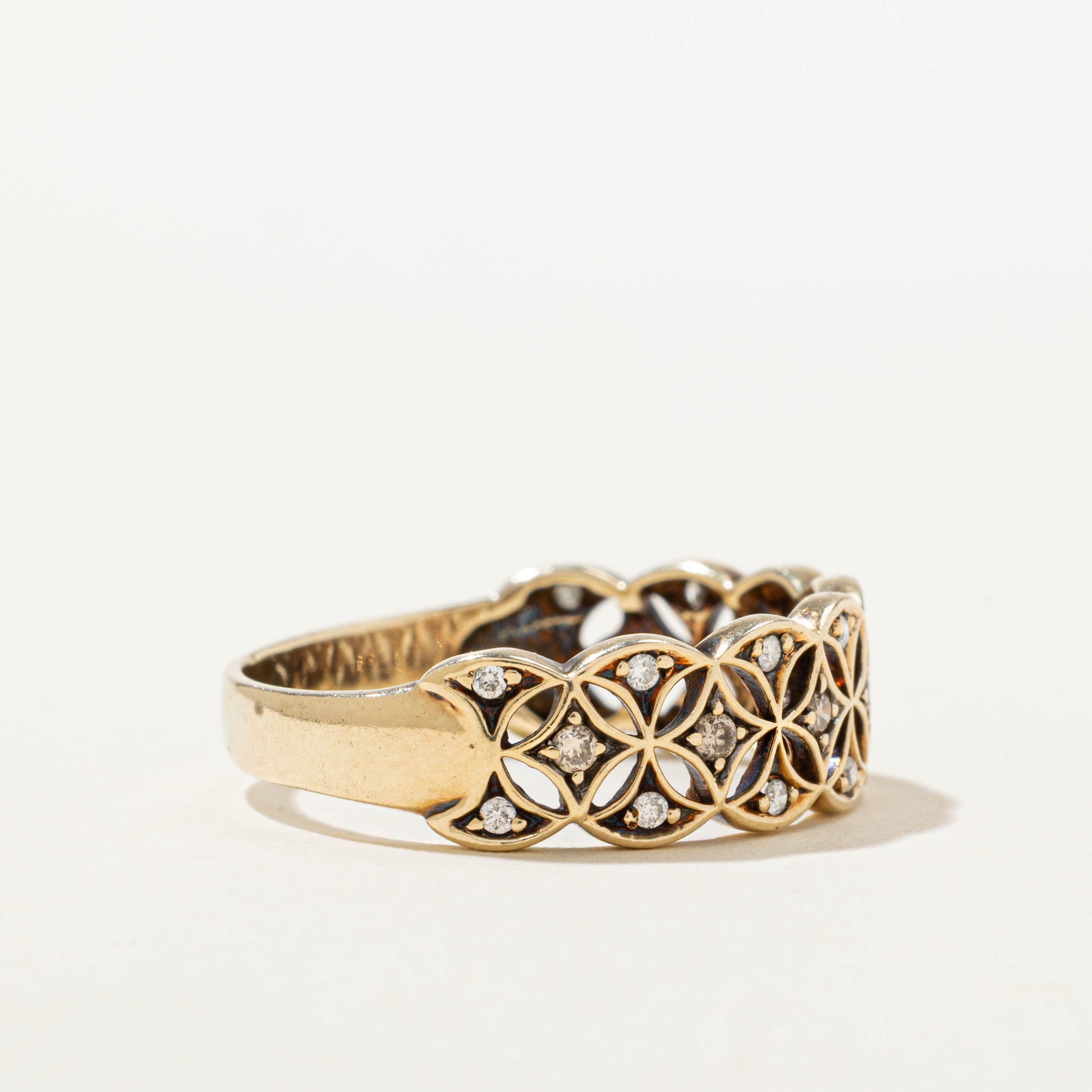 10k Diamond Geometric Openwork Ring | SZ 8.25