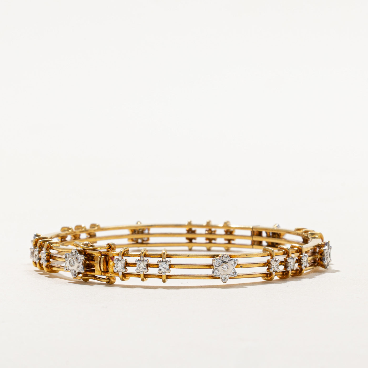 18k Diamond Cluster Openwork Cuff | 1.27ctw | 8"