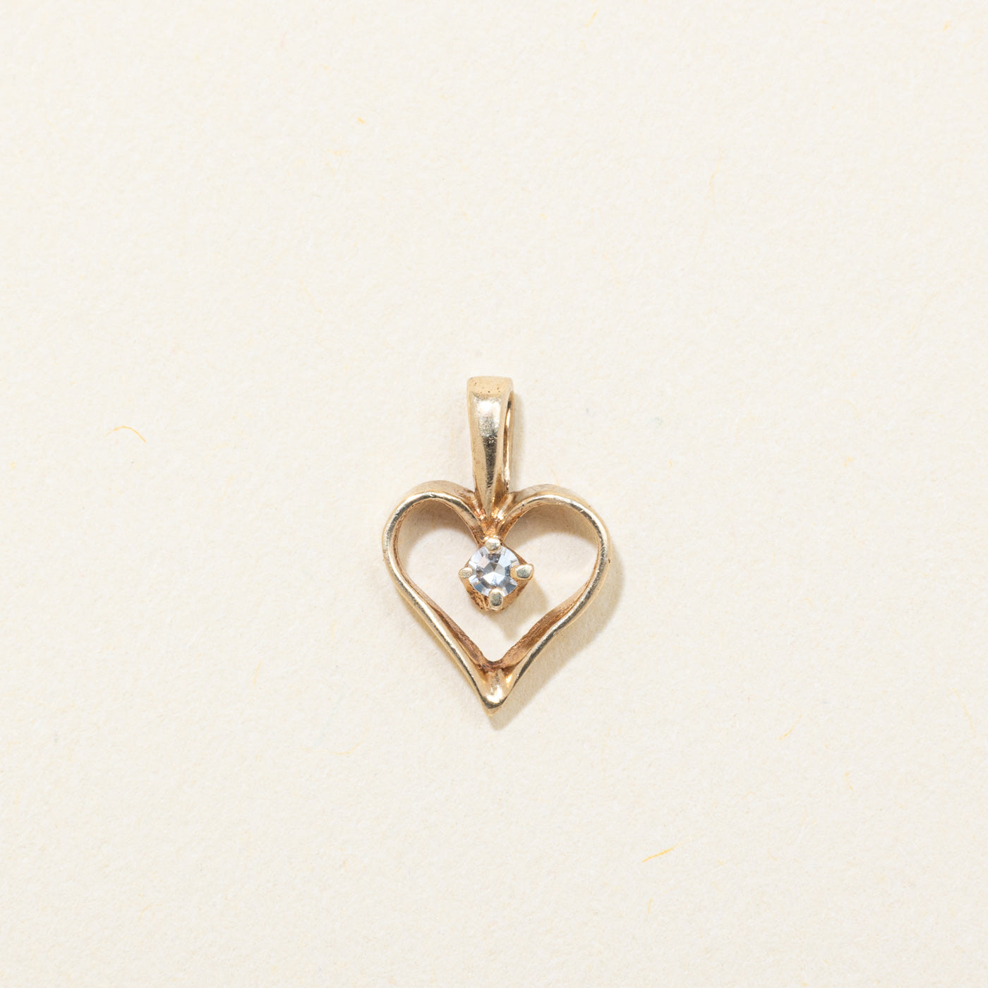10k Yellow Gold Diamond Open Heart Pendant