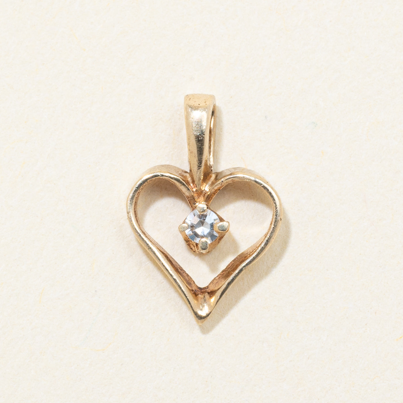 10k Yellow Gold Diamond Open Heart Pendant