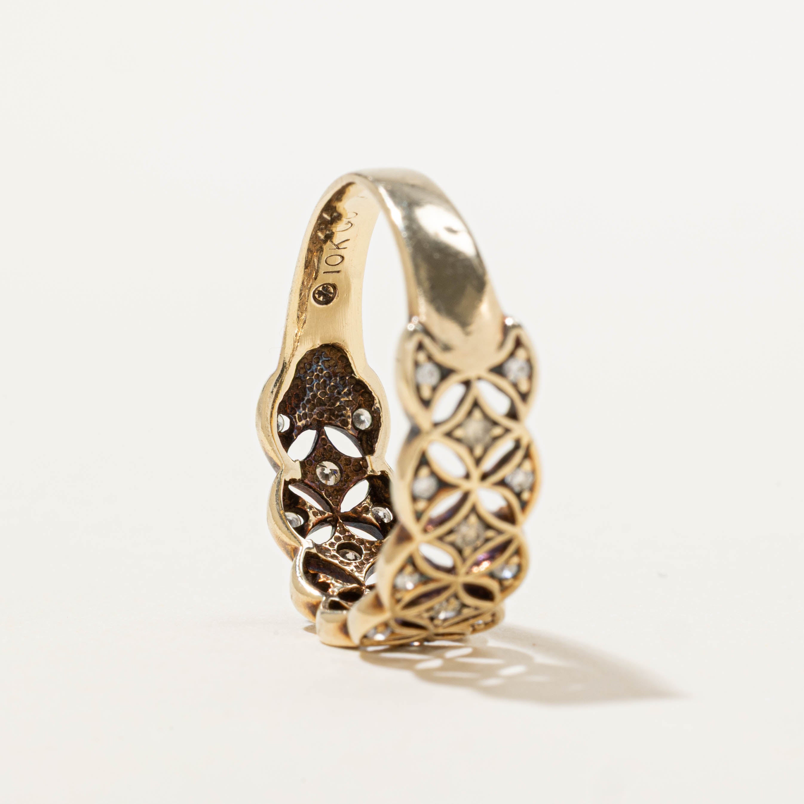 10k Diamond Geometric Openwork Ring | SZ 8.25