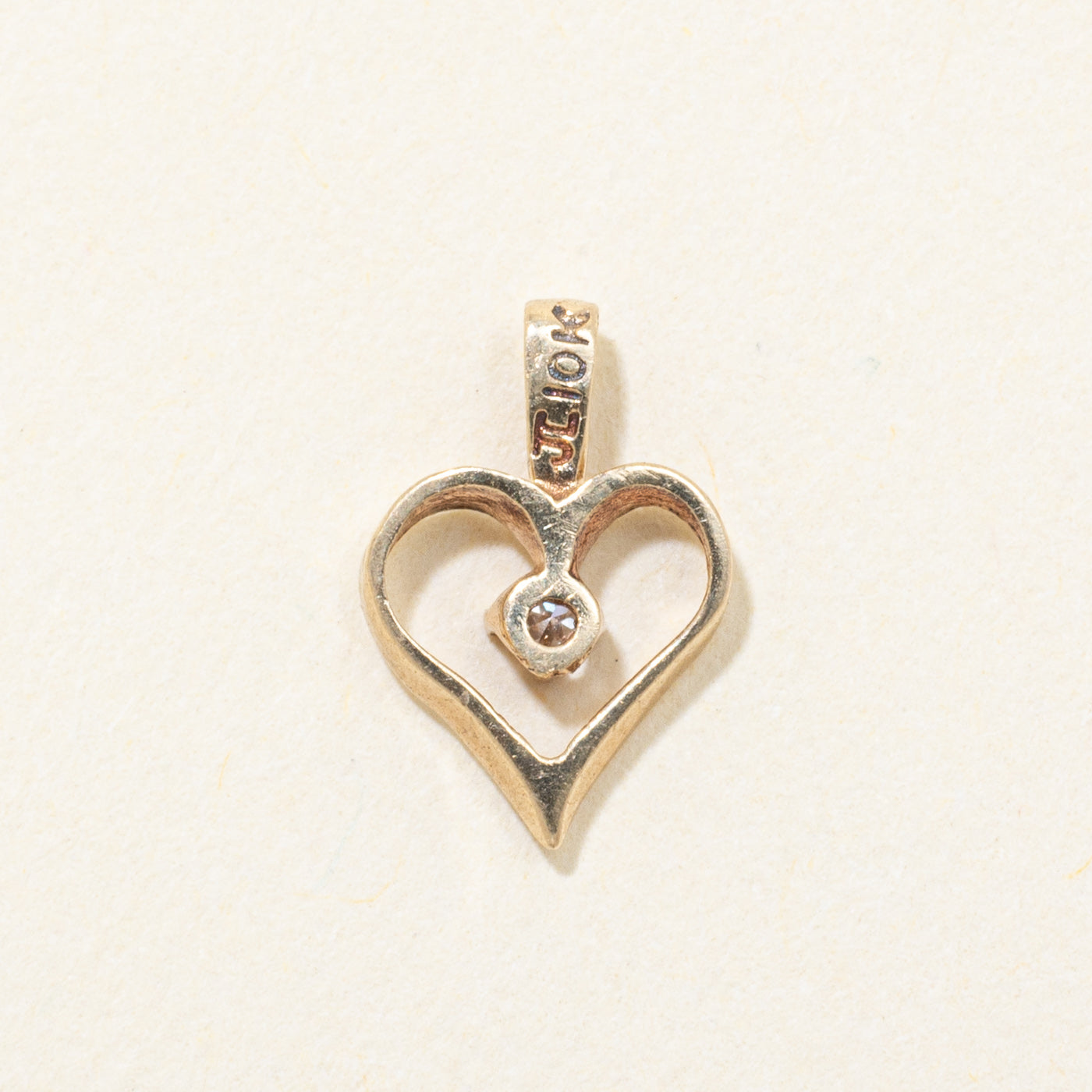 10k Yellow Gold Diamond Open Heart Pendant