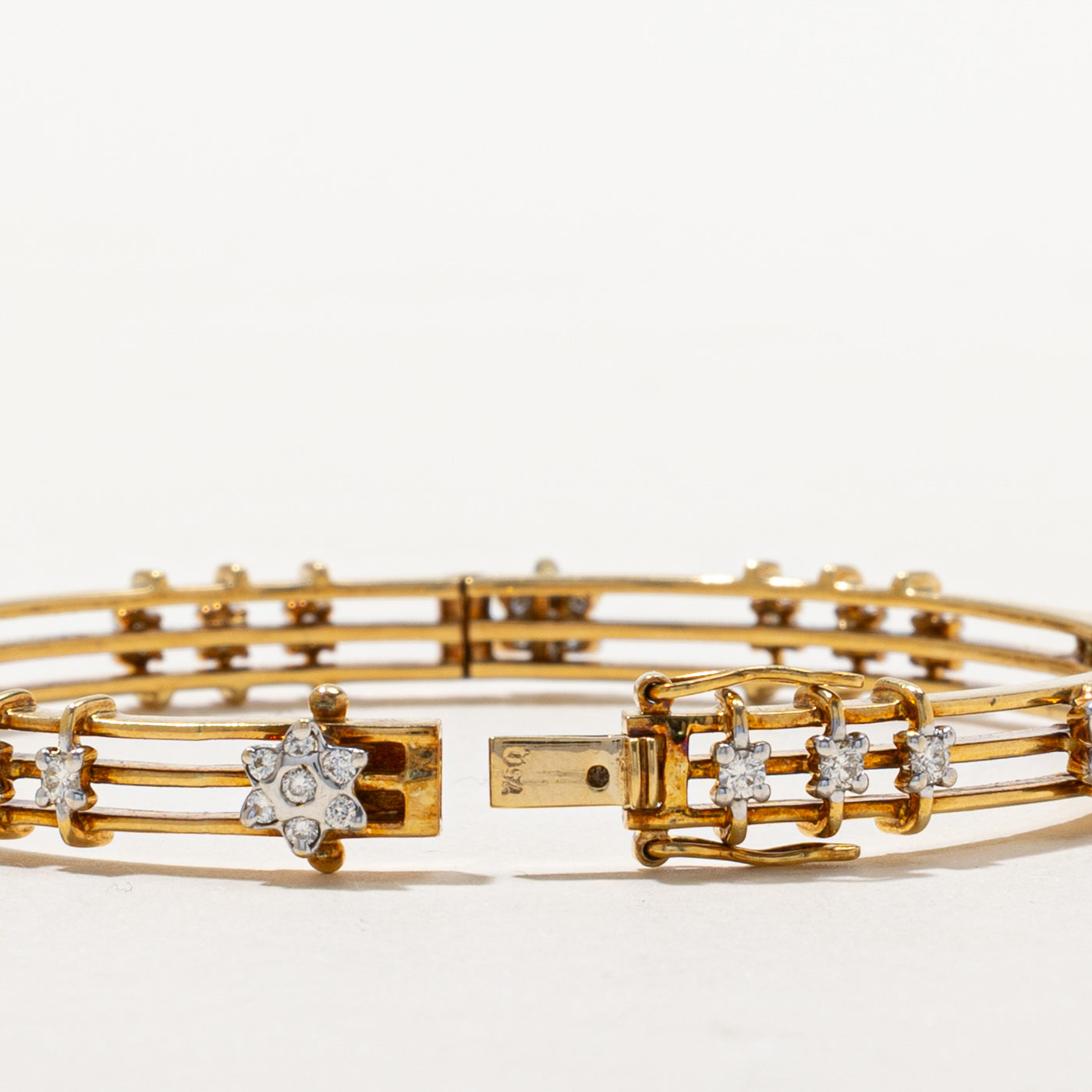 18k Diamond Cluster Openwork Cuff | 1.27ctw | 8"