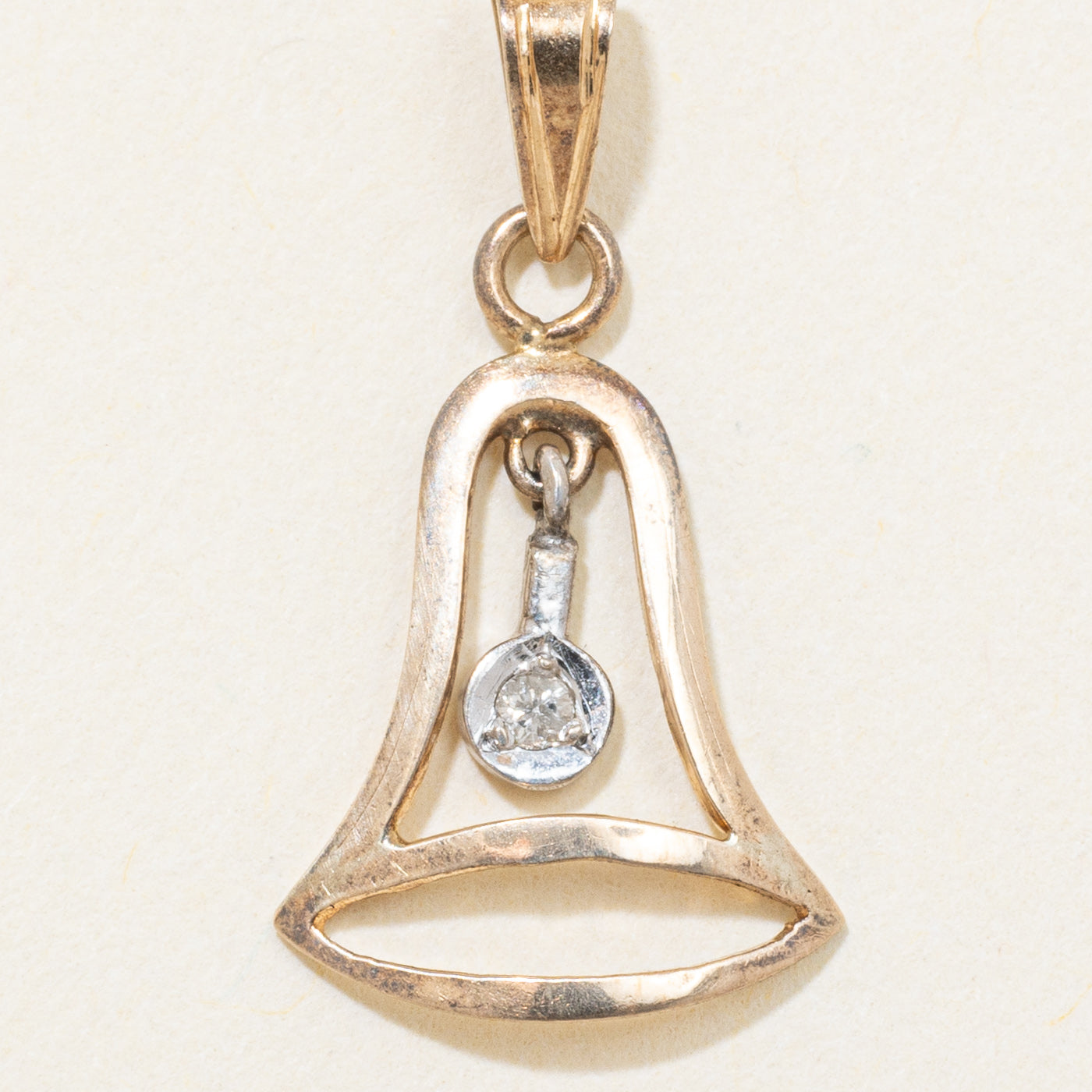 14k Diamond Open Bell Pendant