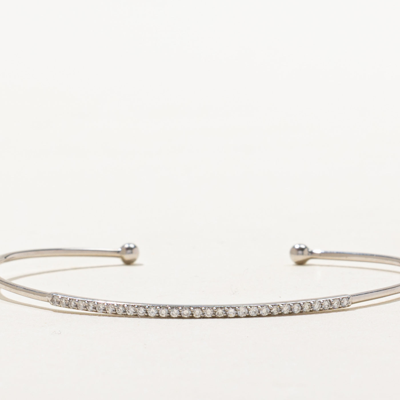 18k White Gold Semi Eternity Diamond Cuff | 0.29ctw | 5.75"