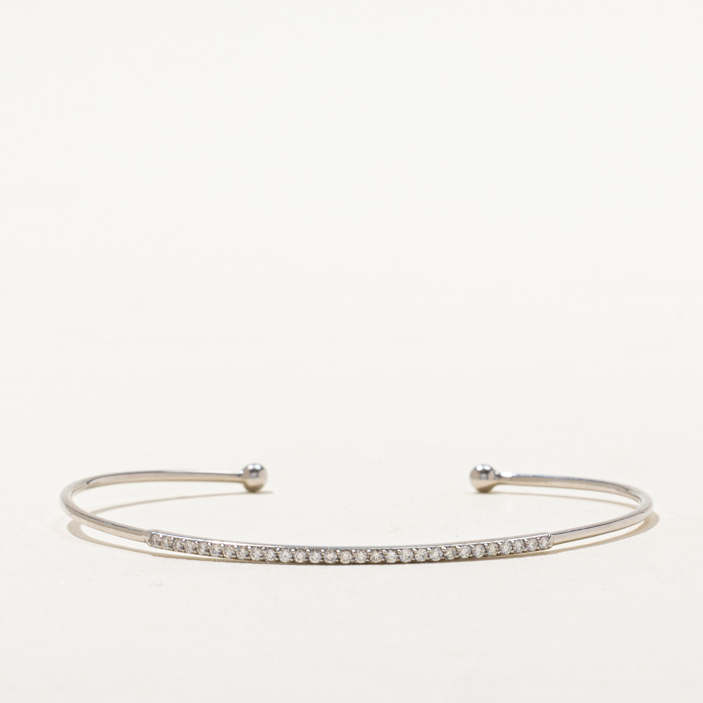 18k White Gold Semi Eternity Diamond Cuff | 0.29ctw | 5.75"