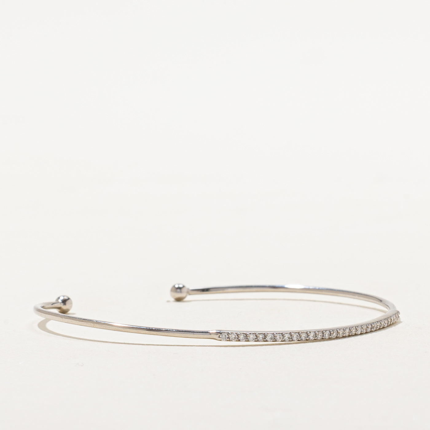 18k White Gold Semi Eternity Diamond Cuff | 0.29ctw | 5.75"