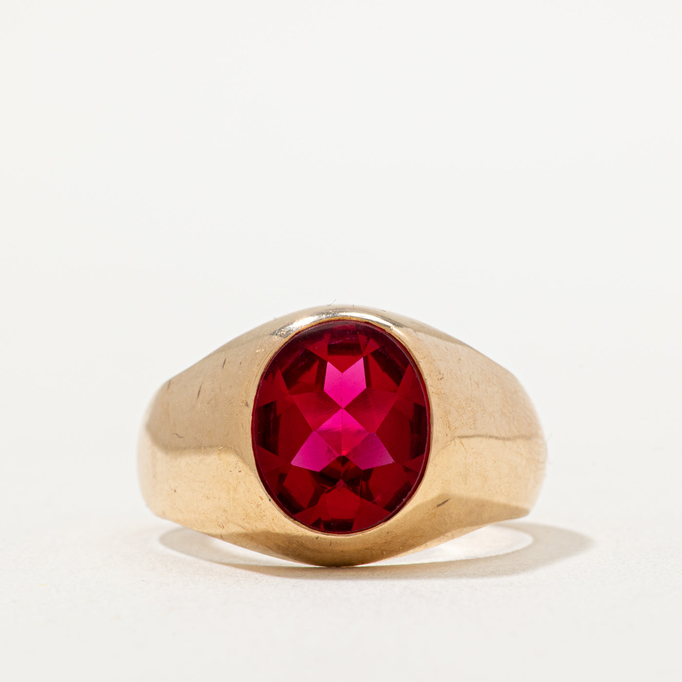 Solitaire Synthetic Ruby Statement Ring | 4.00ct | SZ 11