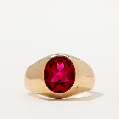 Solitaire Synthetic Ruby Statement Ring | 4.00ct | SZ 11