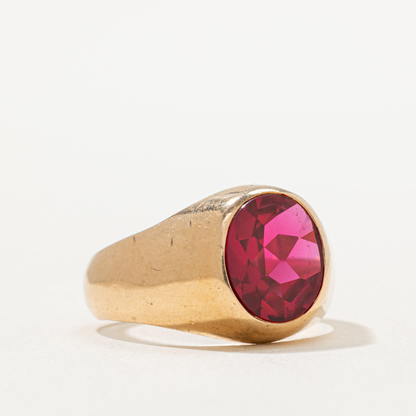Solitaire Synthetic Ruby Statement Ring | 4.00ct | SZ 11