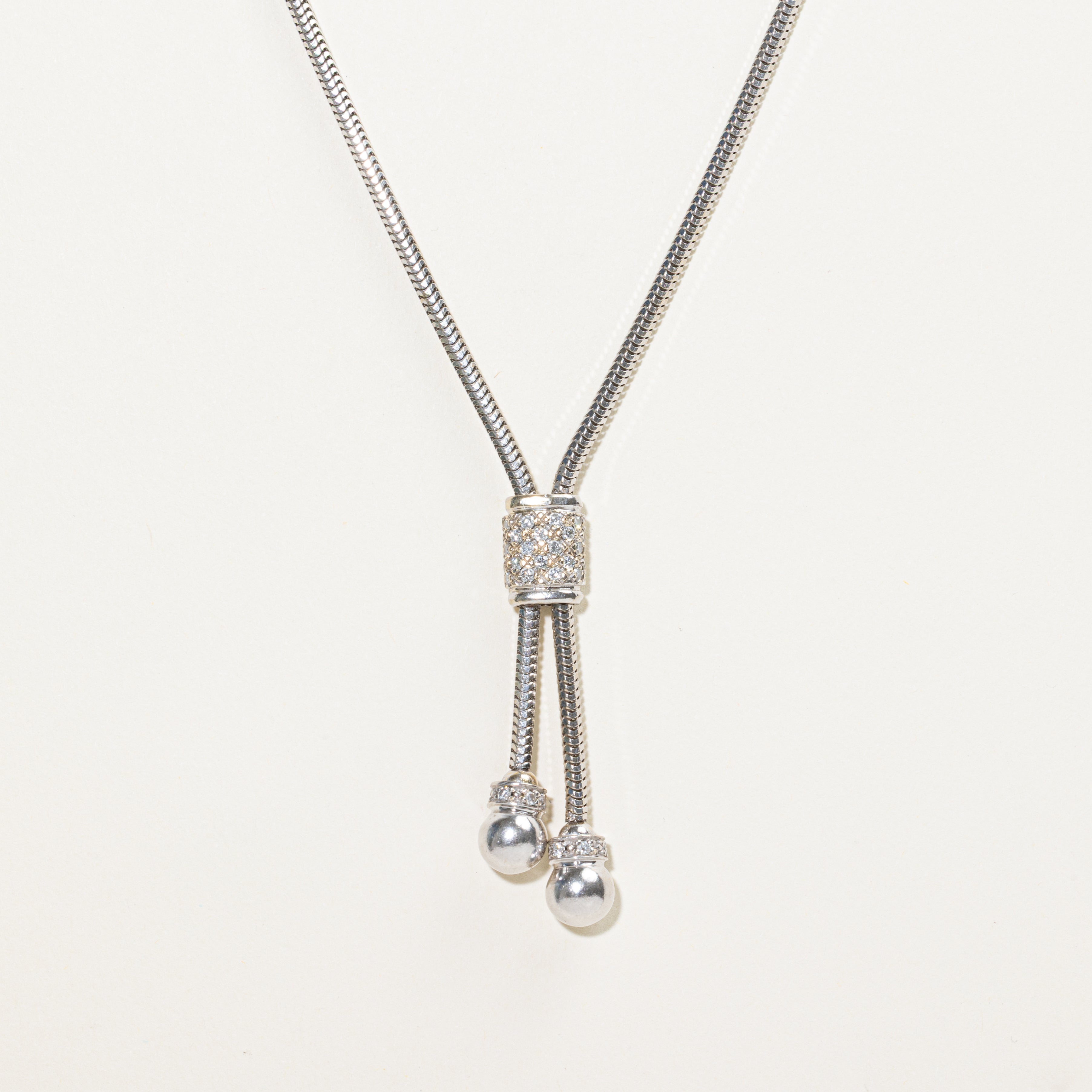 White Gold Diamond Snake Chain Lariat Necklace | 0.31ctw | 20"