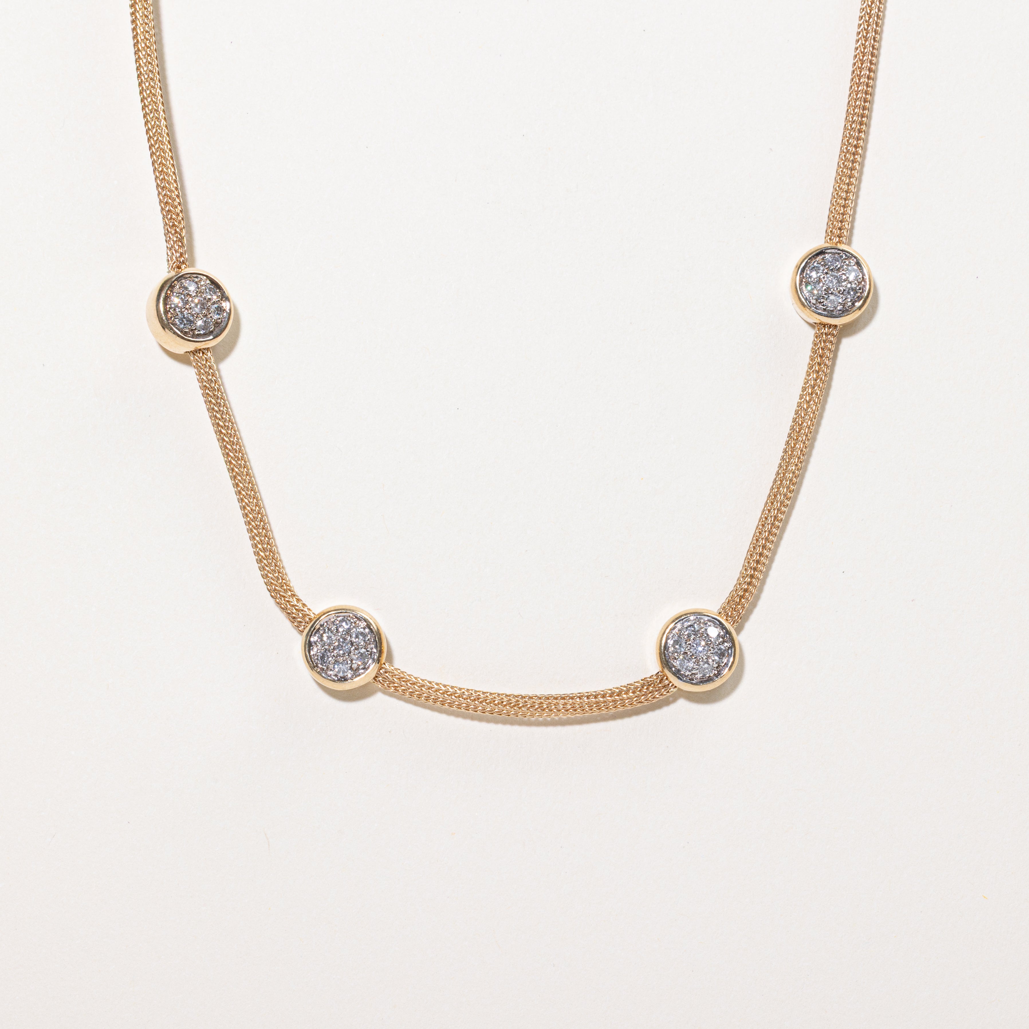 Yellow Gold Diamond Round Cluster Satellite Necklace | 0.76ctw | 17.5"