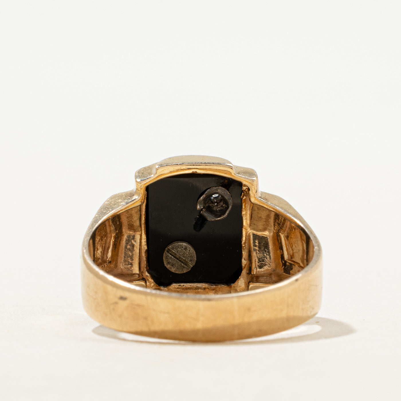 Onyx & Diamond "P" Signet Ring | 1.52ct, 0.02ct | SZ 10.5