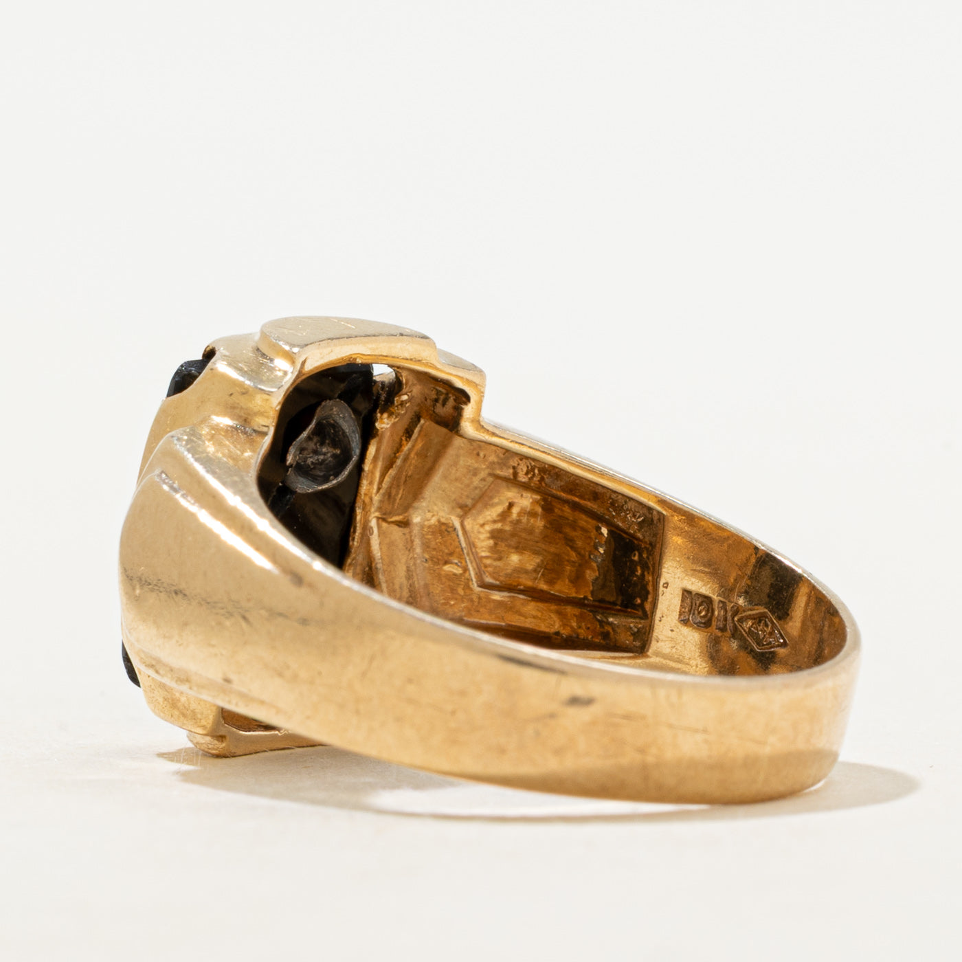 Onyx & Diamond "P" Signet Ring | 1.52ct, 0.02ct | SZ 10.5