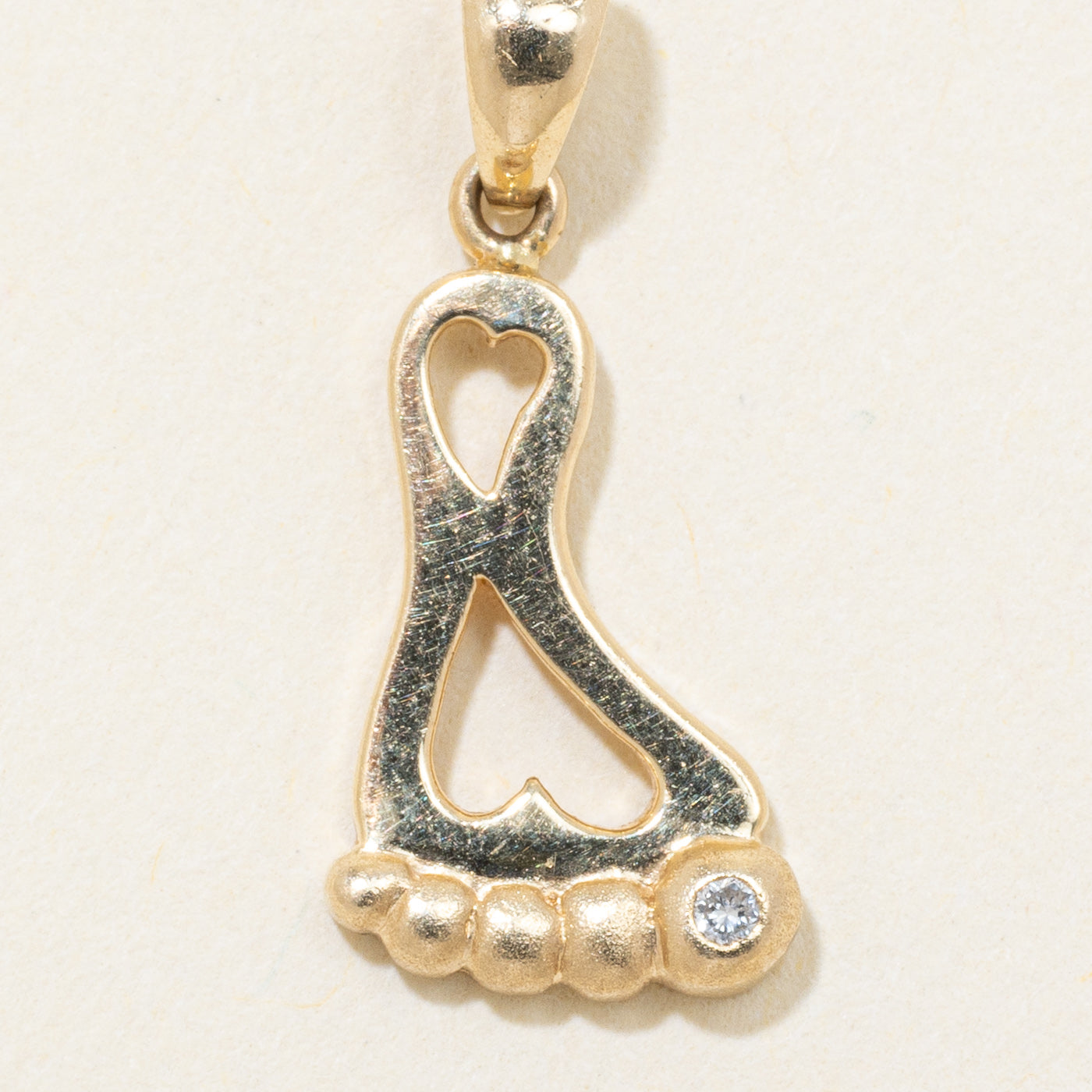 14k Yellow Gold Diamond Foot Pendant
