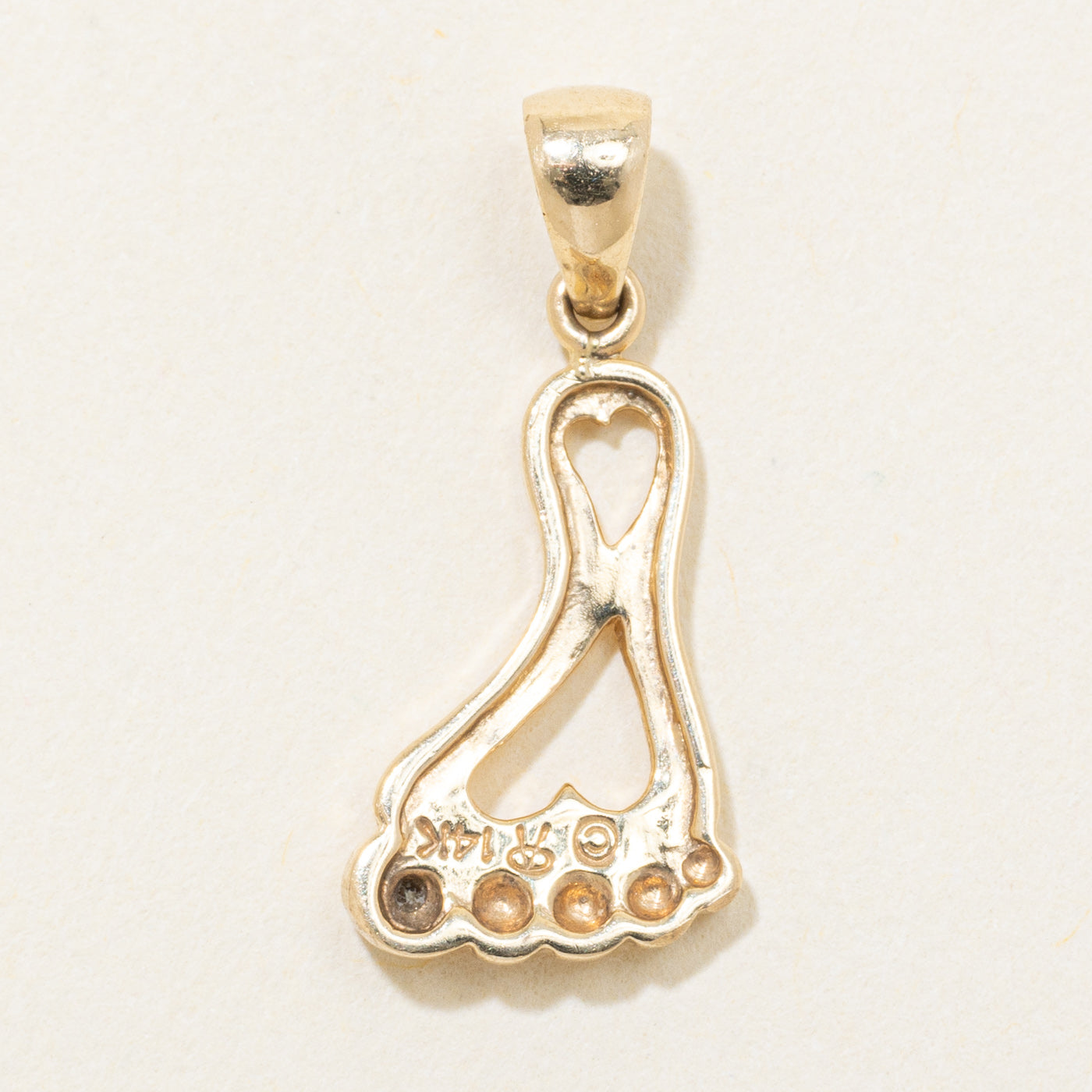 14k Yellow Gold Diamond Foot Pendant