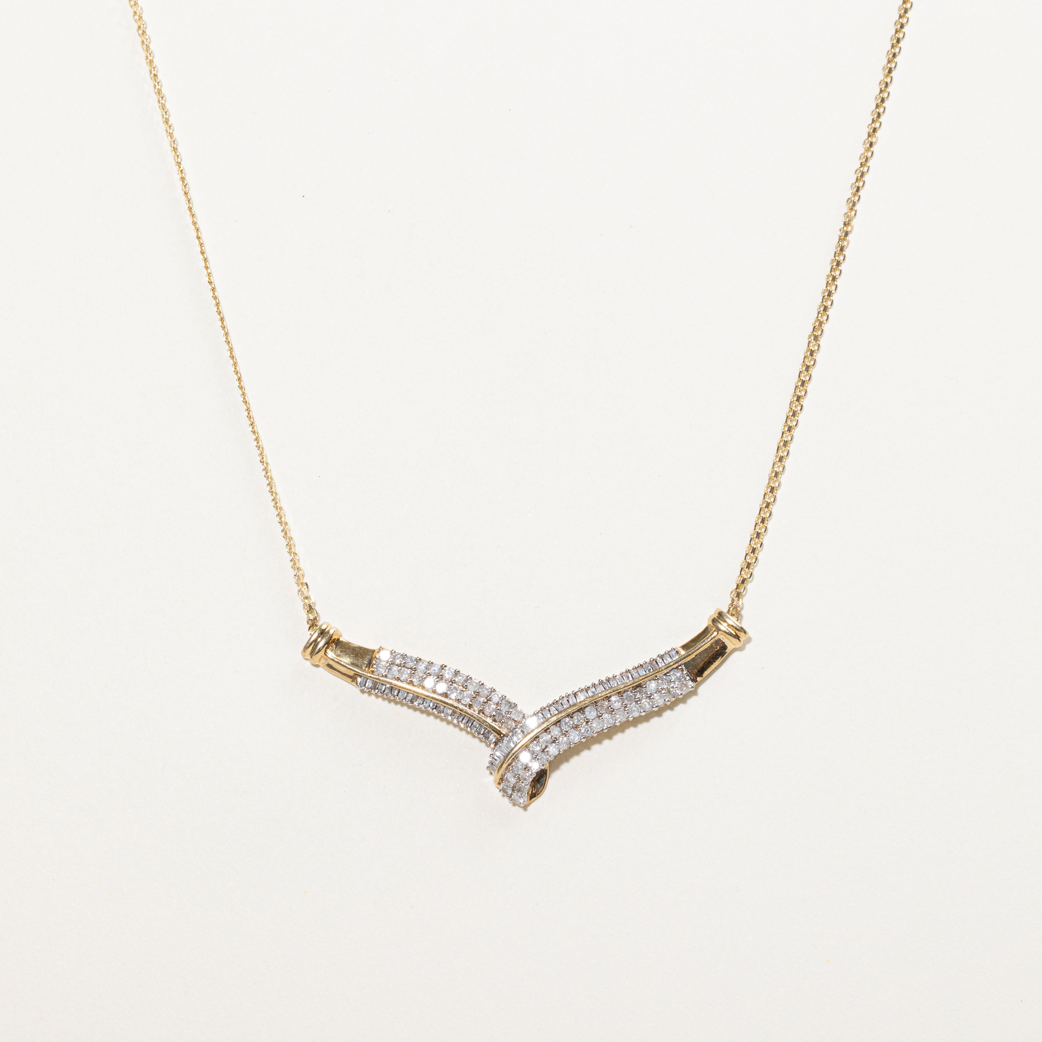 Baguette Cut Diamond Chevron Pendant Necklace | 0.70ctw | 18"