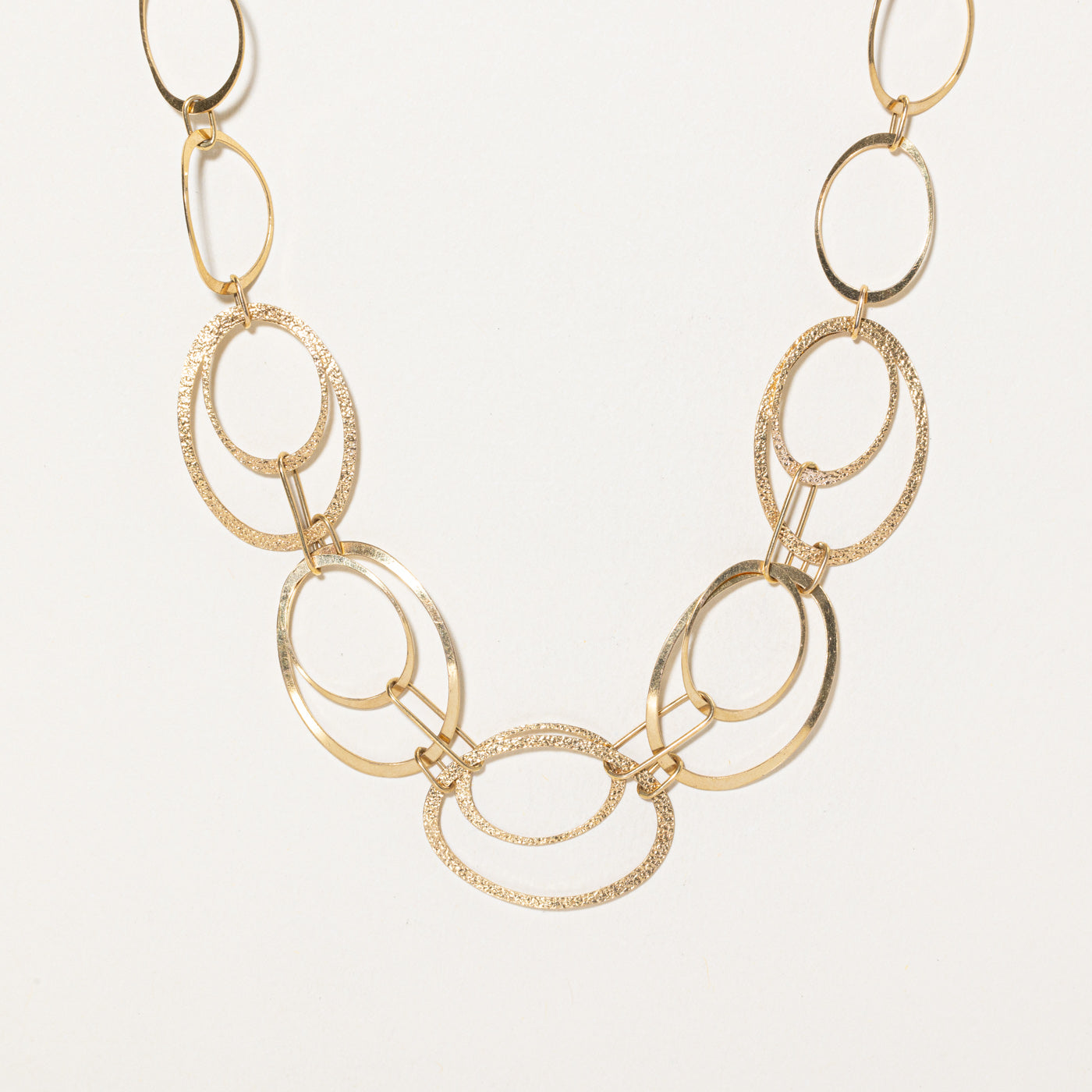 14K Yellow Gold Fancy Oval Link Necklace | 19"
