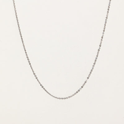 18K White Gold Cable Link Chain | 16
