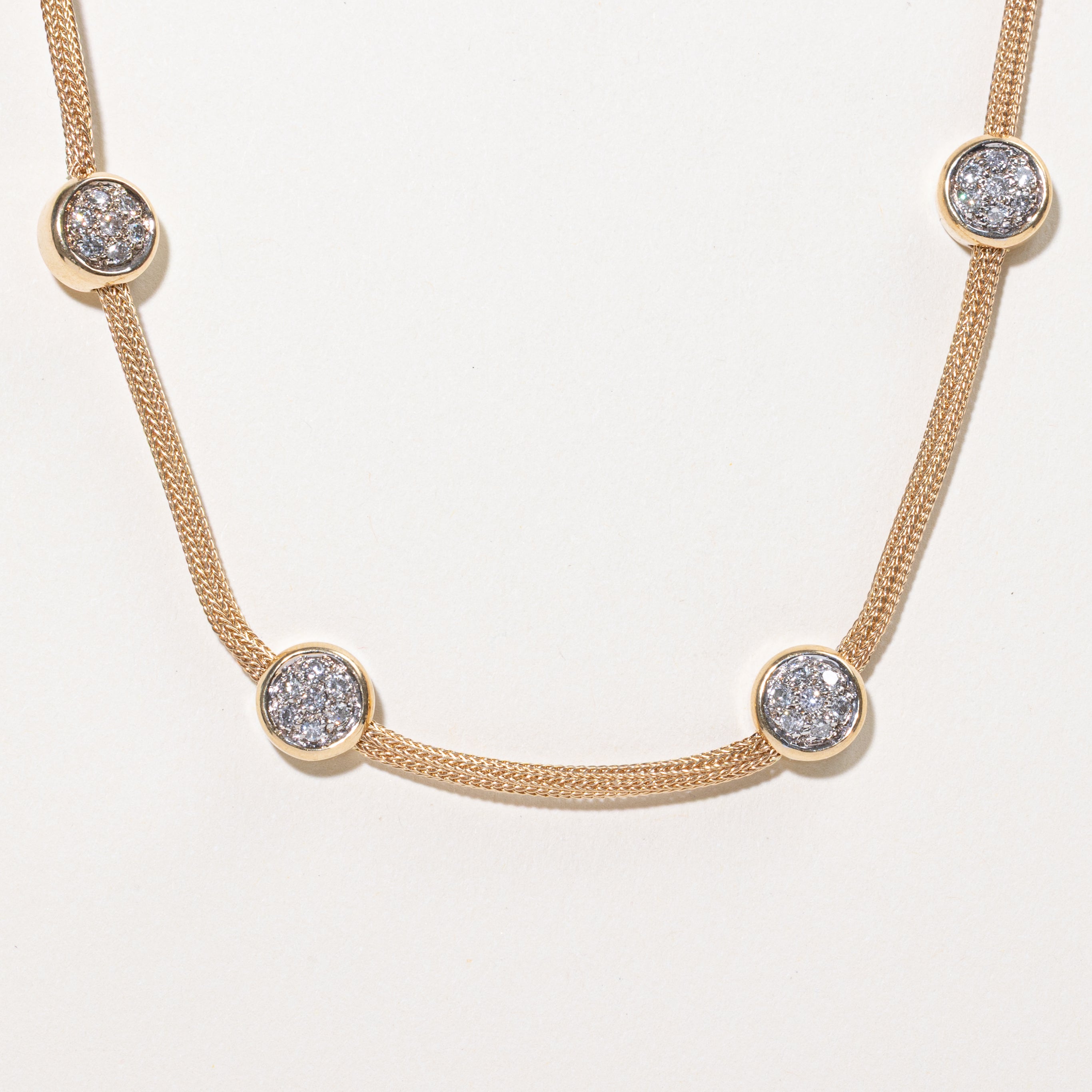 Yellow Gold Diamond Round Cluster Satellite Necklace | 0.76ctw | 17.5"