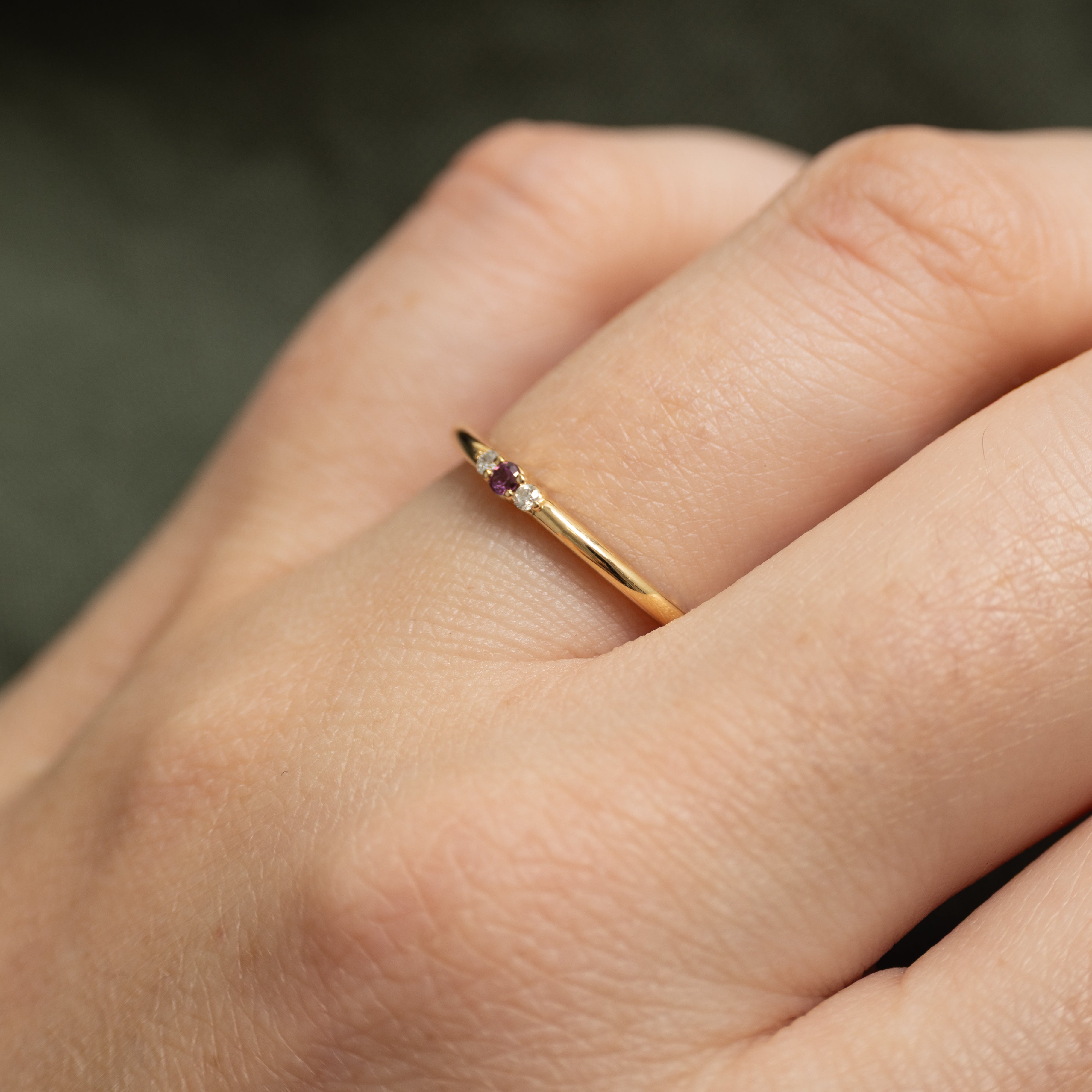 '100 Ways' Three-Stone Diamond & Garnet Ring | 0.006ctw, 0.004ct | SZ 6.75