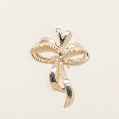 14k Yellow Gold Diamond Ribbon Pendant