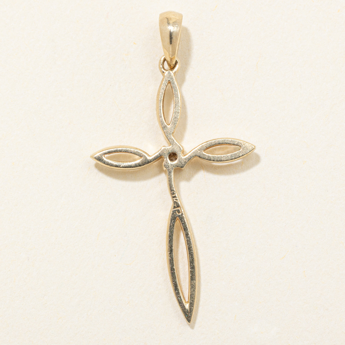 10k Yellow Gold Diamond Twisted Cross Pendant