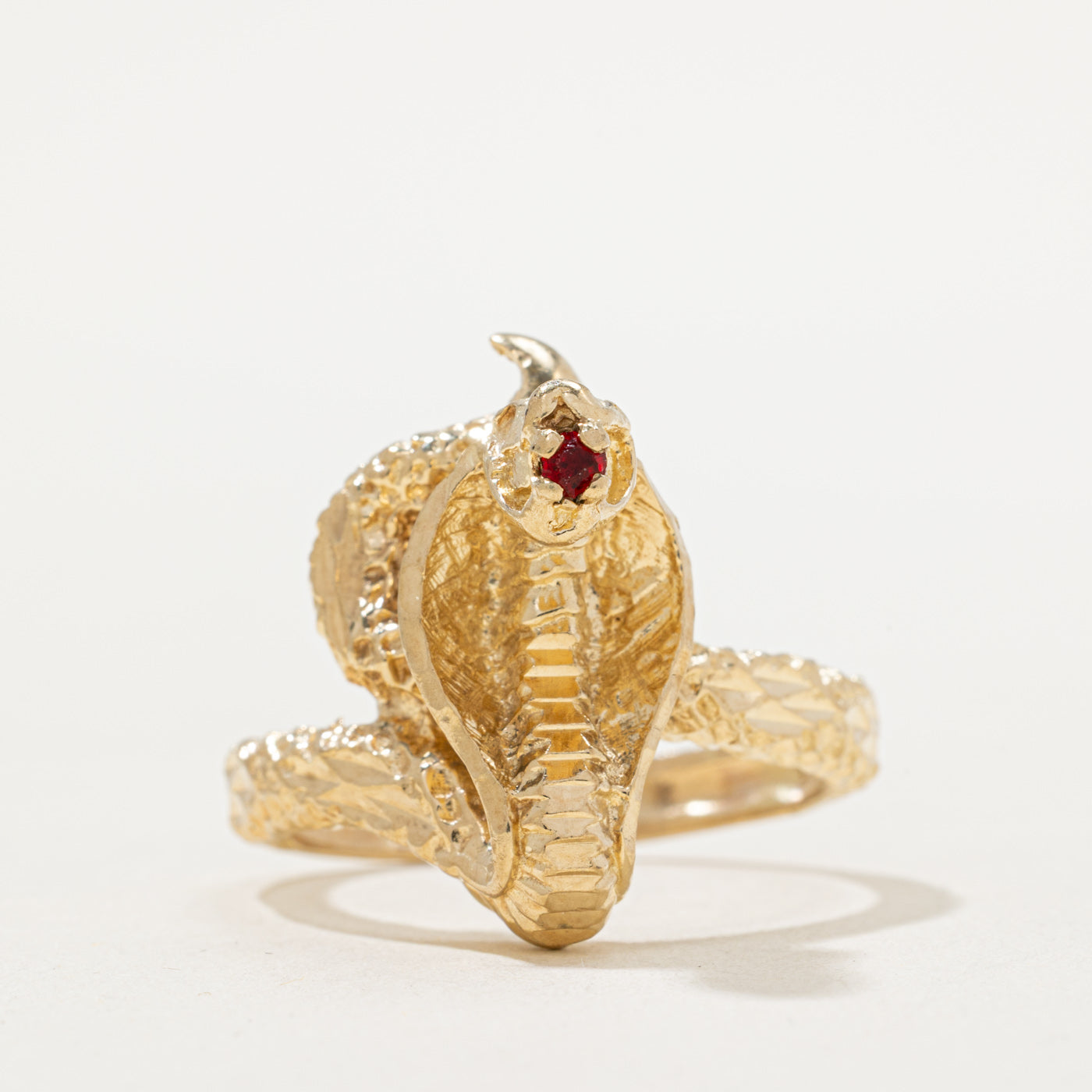 Red Glass Snake Ring | 0.03ct | SZ 12