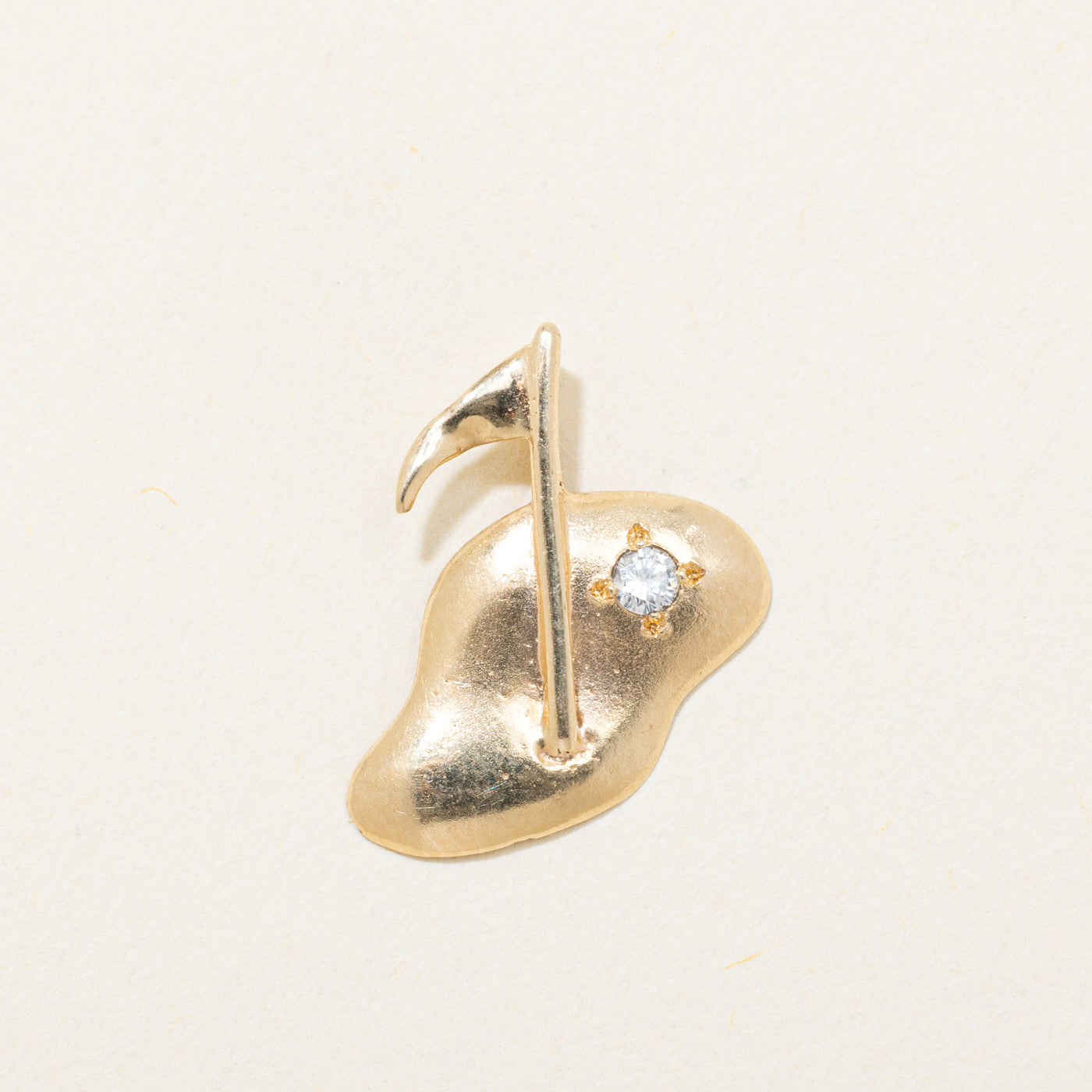 14k Yellow Gold Diamond Matte Golf Hole Pendant