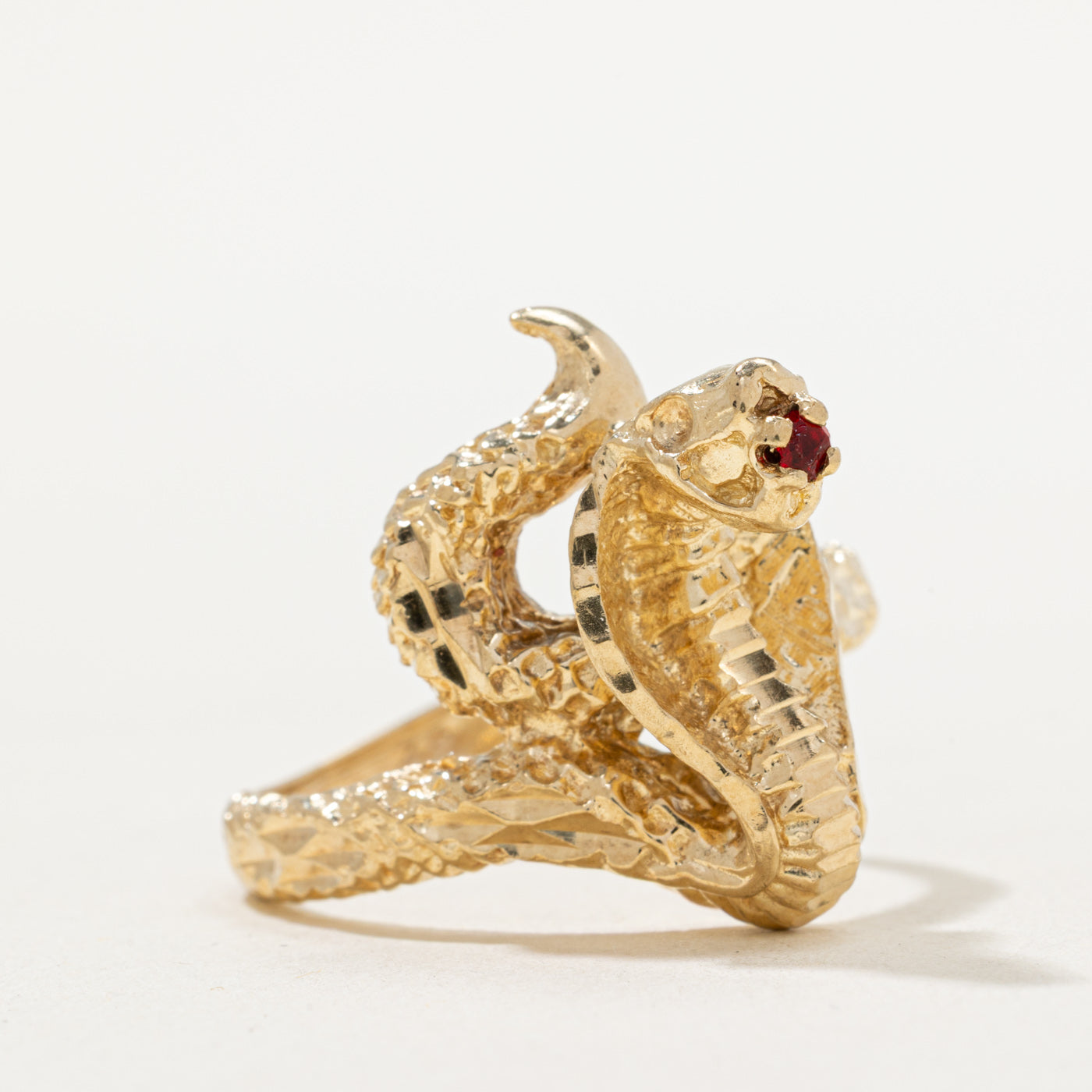Red Glass Snake Ring | 0.03ct | SZ 12