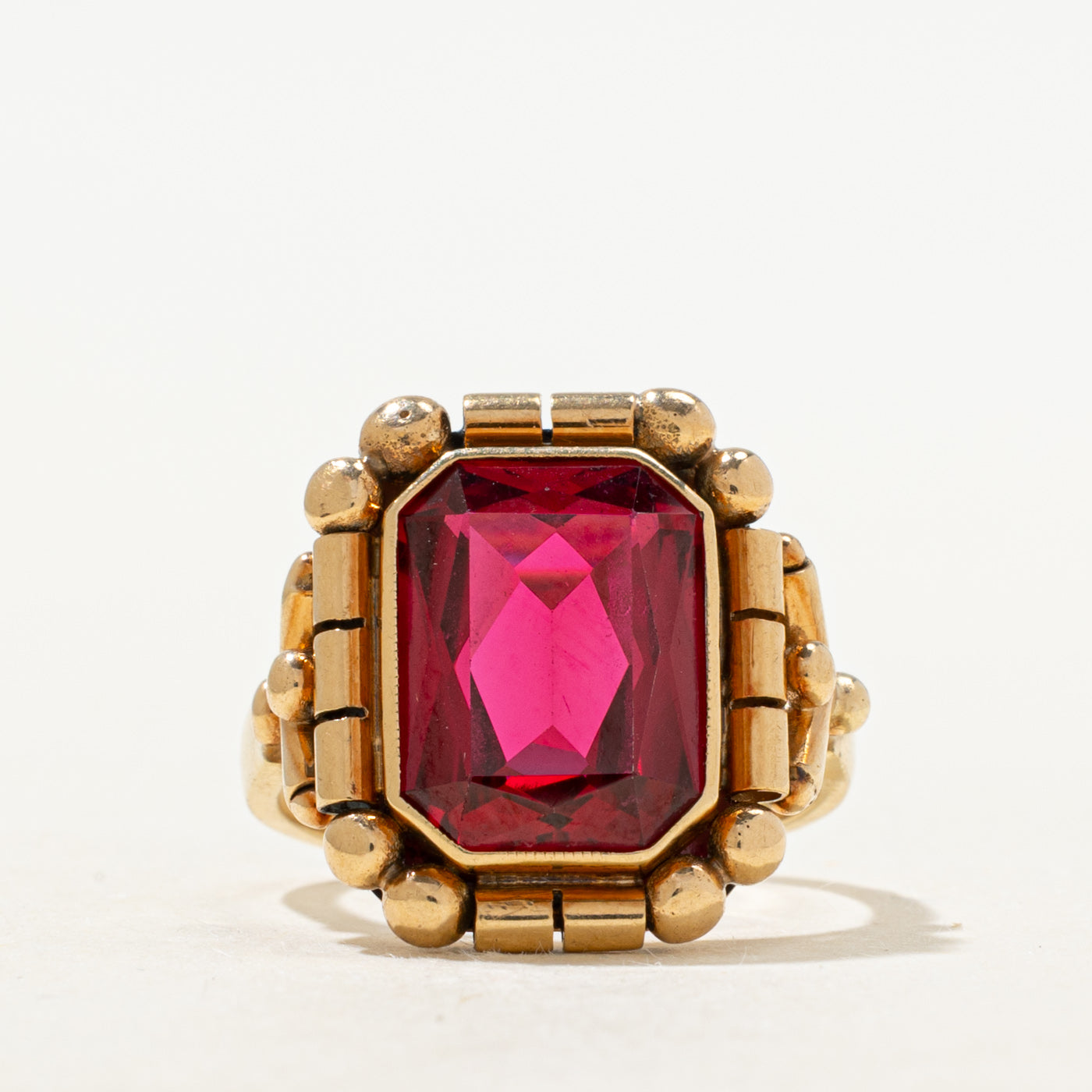 Bezel Set Radiant Cut Synthetic Ruby Ring | 5.06ct | SZ 5.5