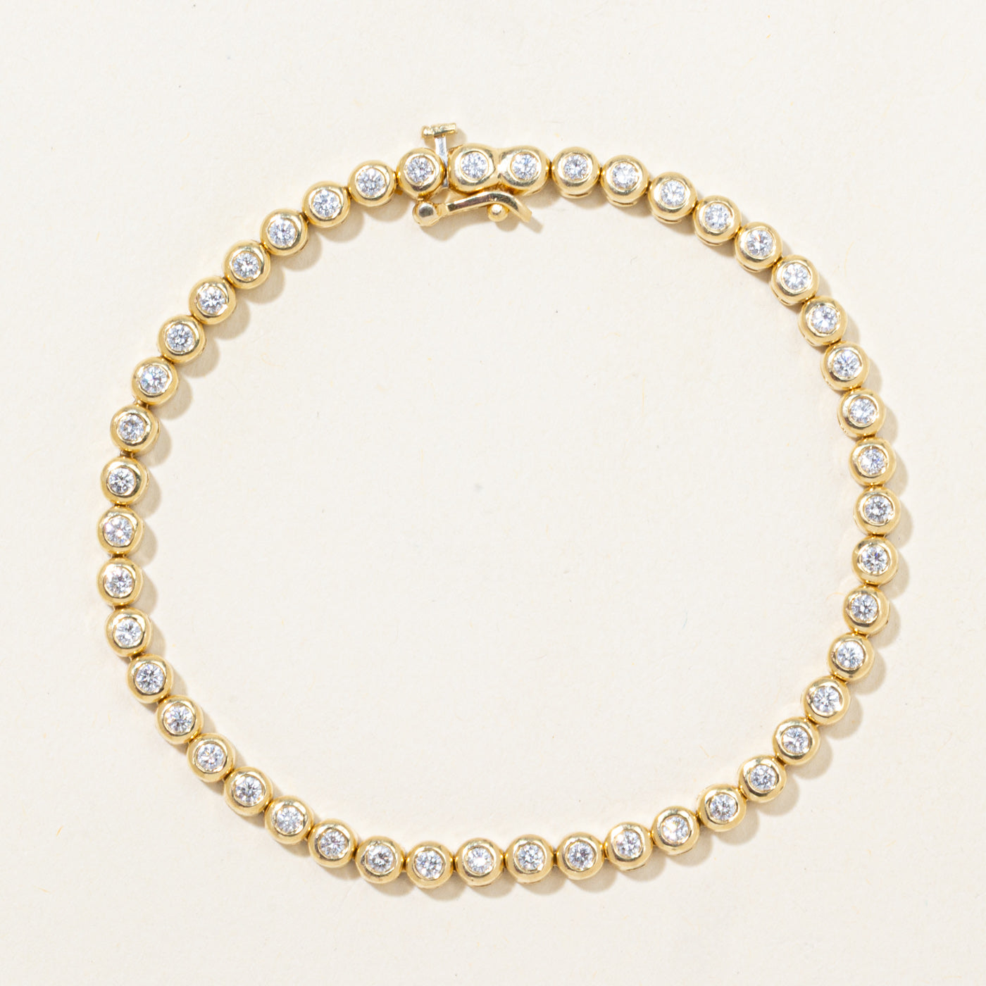 18k Bezel Set Diamond Tennis Bracelet | 1.84ctw | 7"