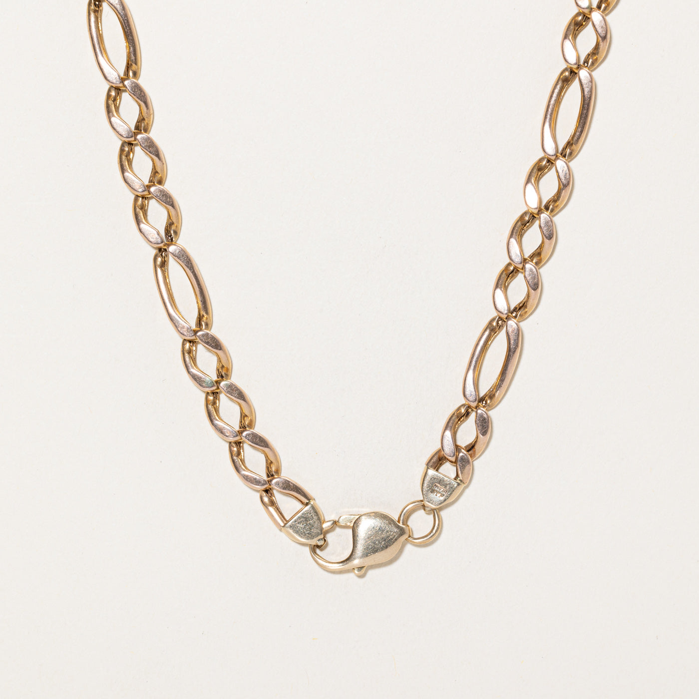 Italian 14K Rosey Yellow Gold Figaro Chain | 25"