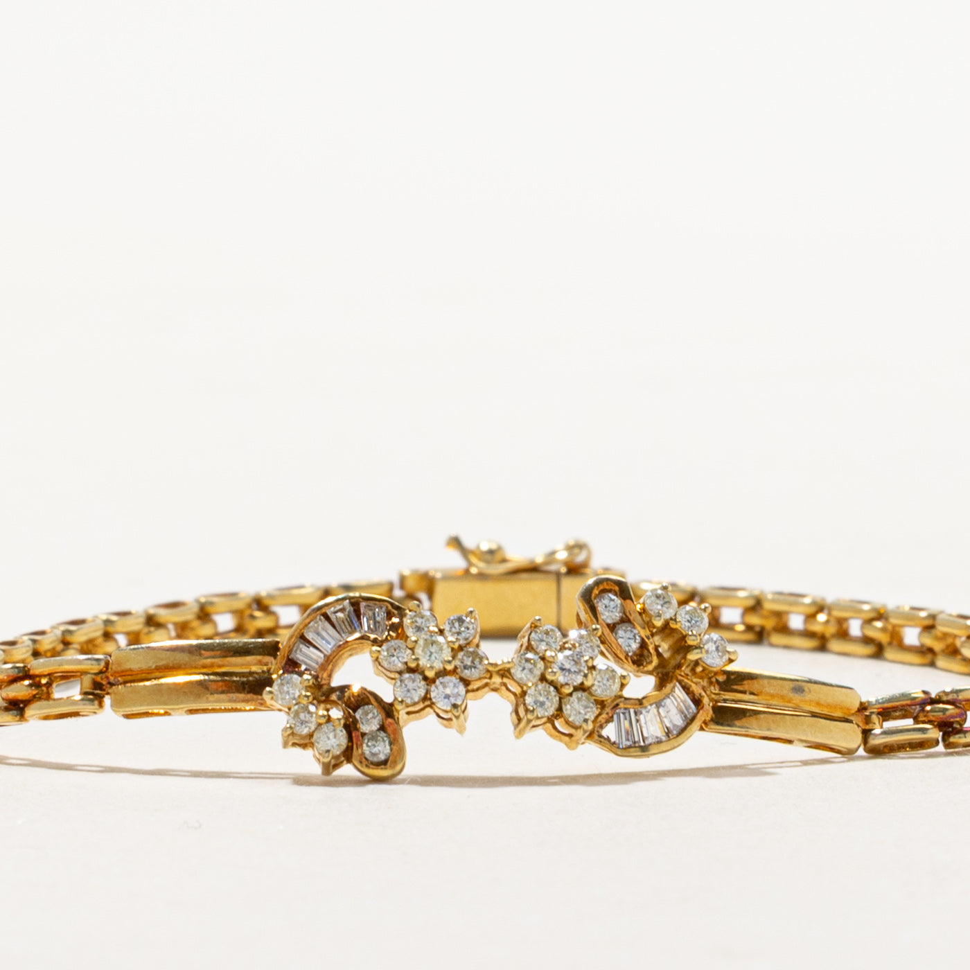 Diamond Cluster Panther Link Bracelet | 0.54ctw | 7.5"
