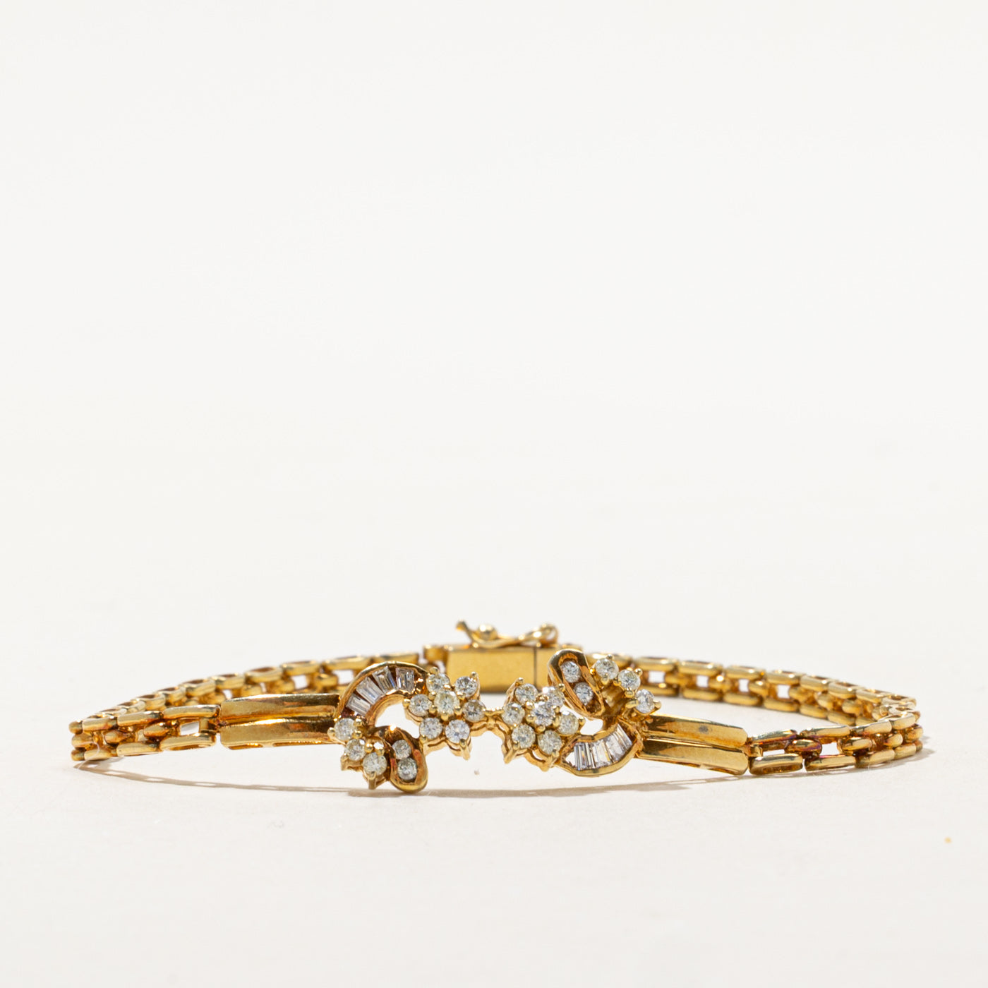 Diamond Cluster Panther Link Bracelet | 0.54ctw | 7.5"
