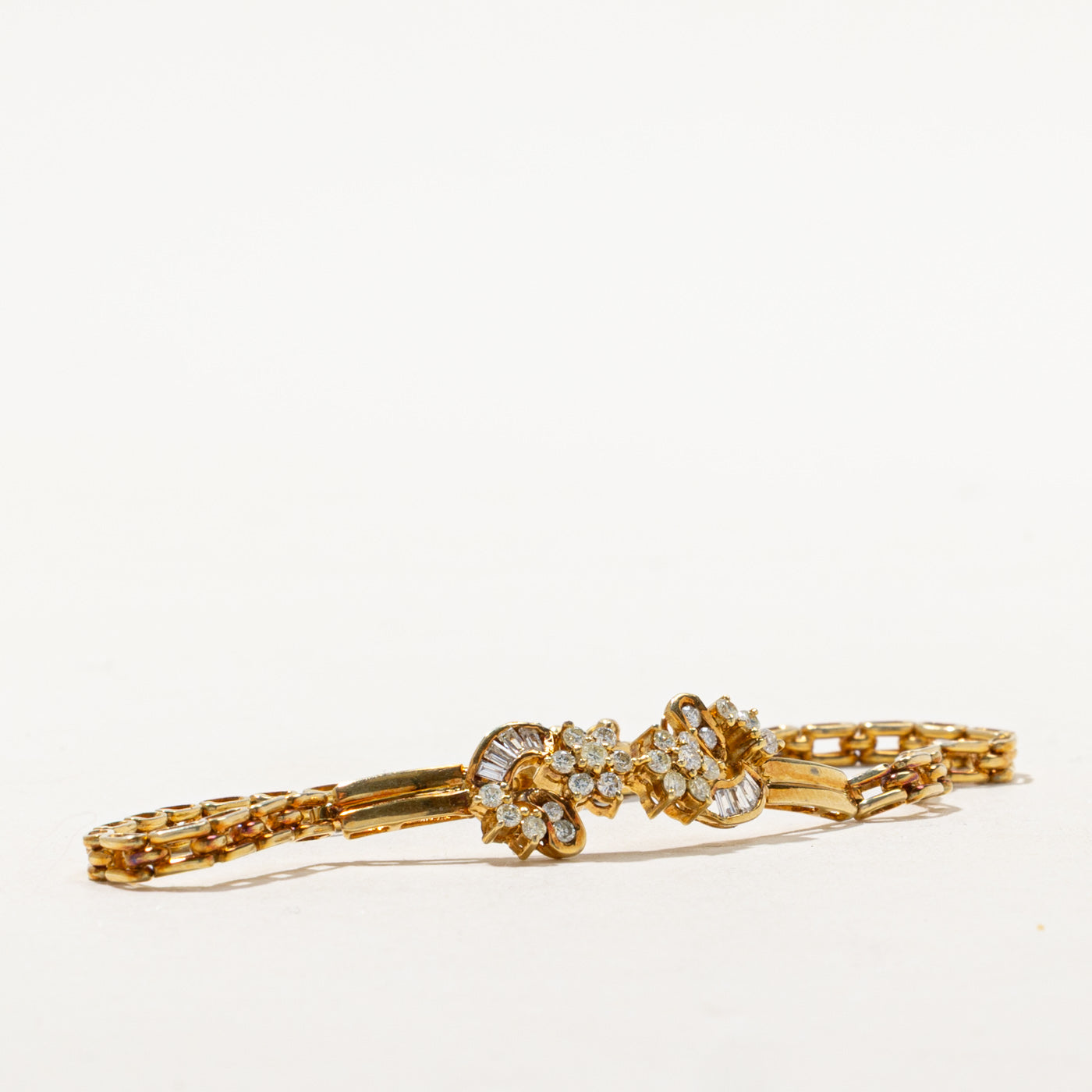 Diamond Cluster Panther Link Bracelet | 0.54ctw | 7.5"